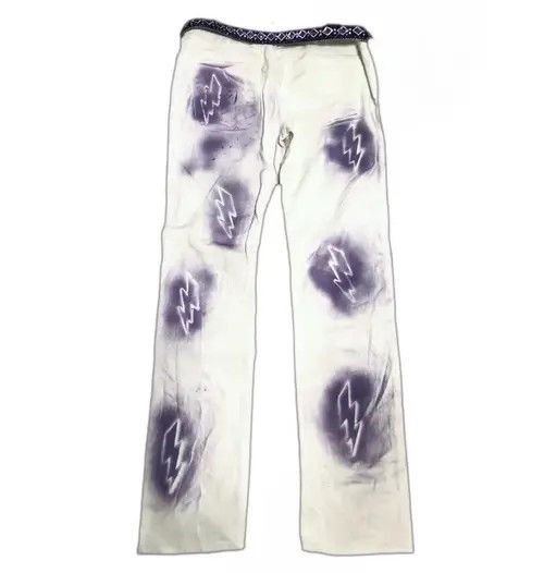 Jean Hand-painted purple lightning haze hip-hop trousers Size US 30 / EU 46 - 6 Thumbnail