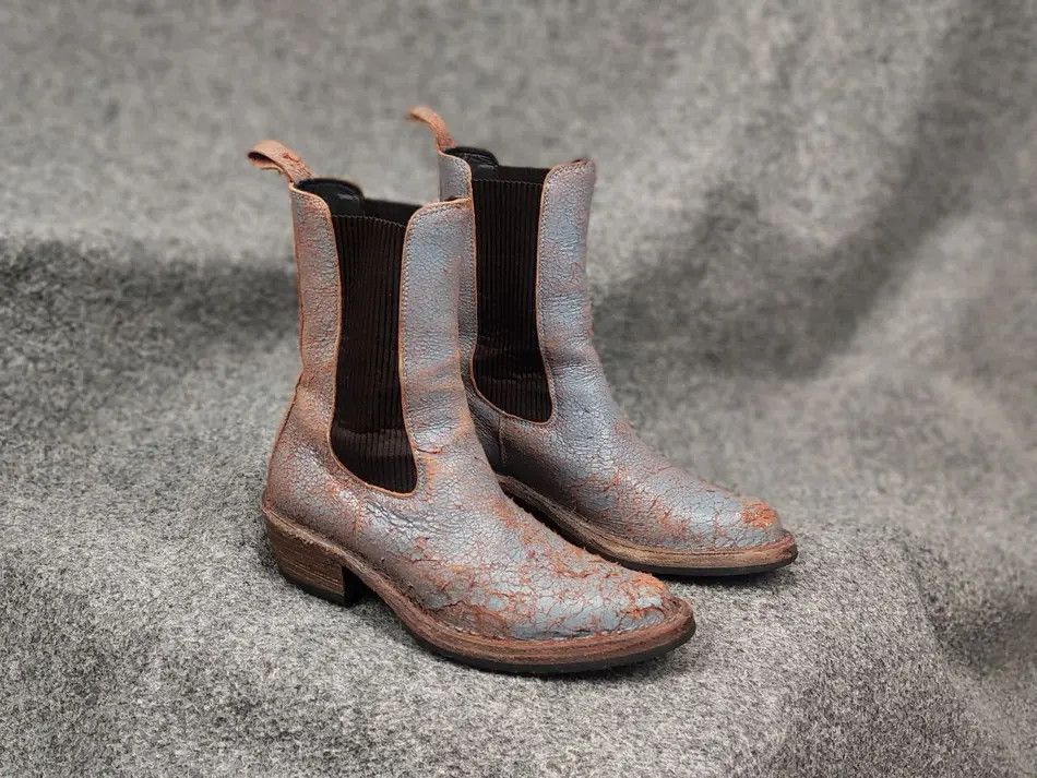 MoMA Moma Italy Design crackle aged western leather pull on boots Size US 5 / IT 35 - 1 Thumbnail