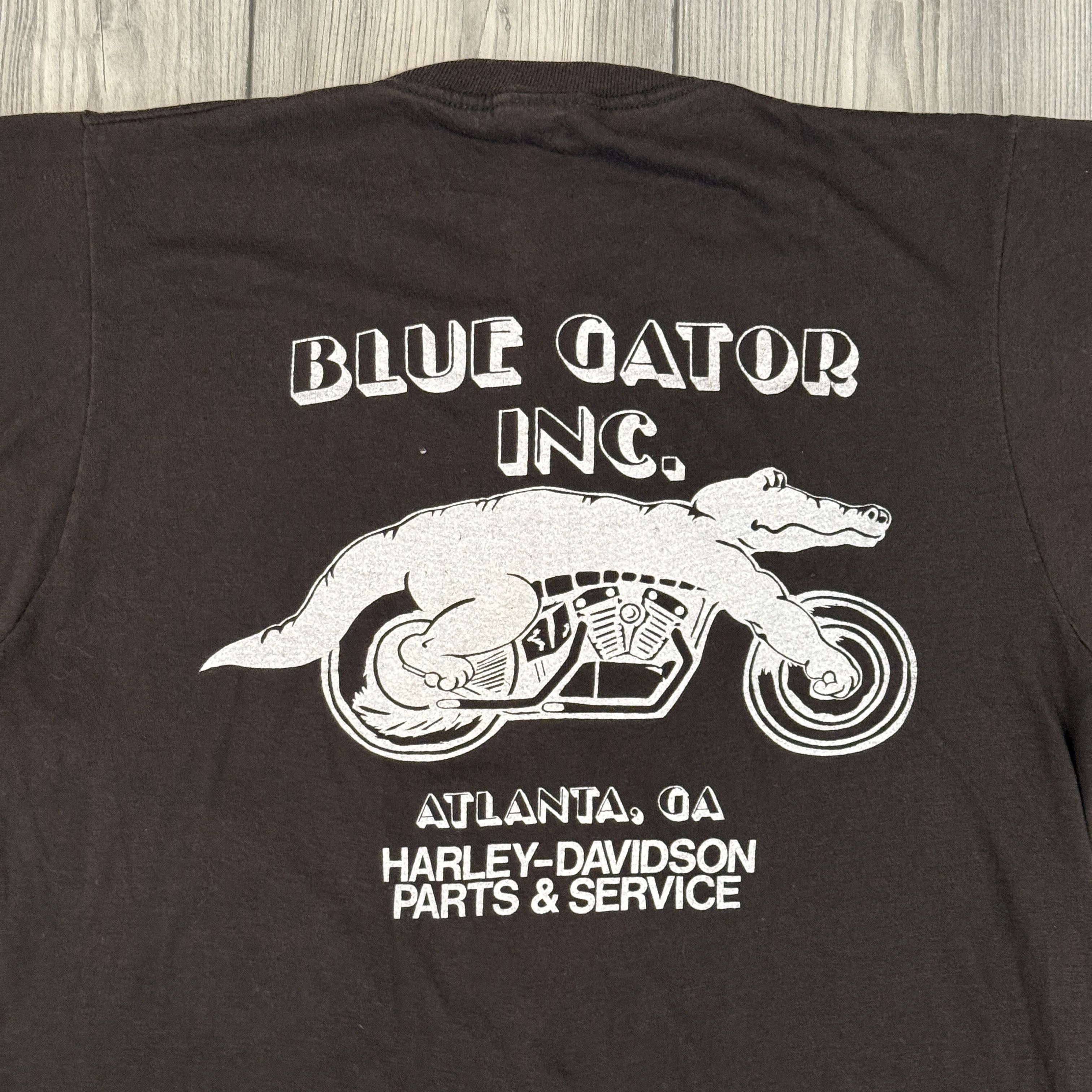 Harley Davidson True VTG 70s Blue Gator Inc Harley Davidson Store Faded Size US L / EU 52-54 / 3 - 8 Thumbnail