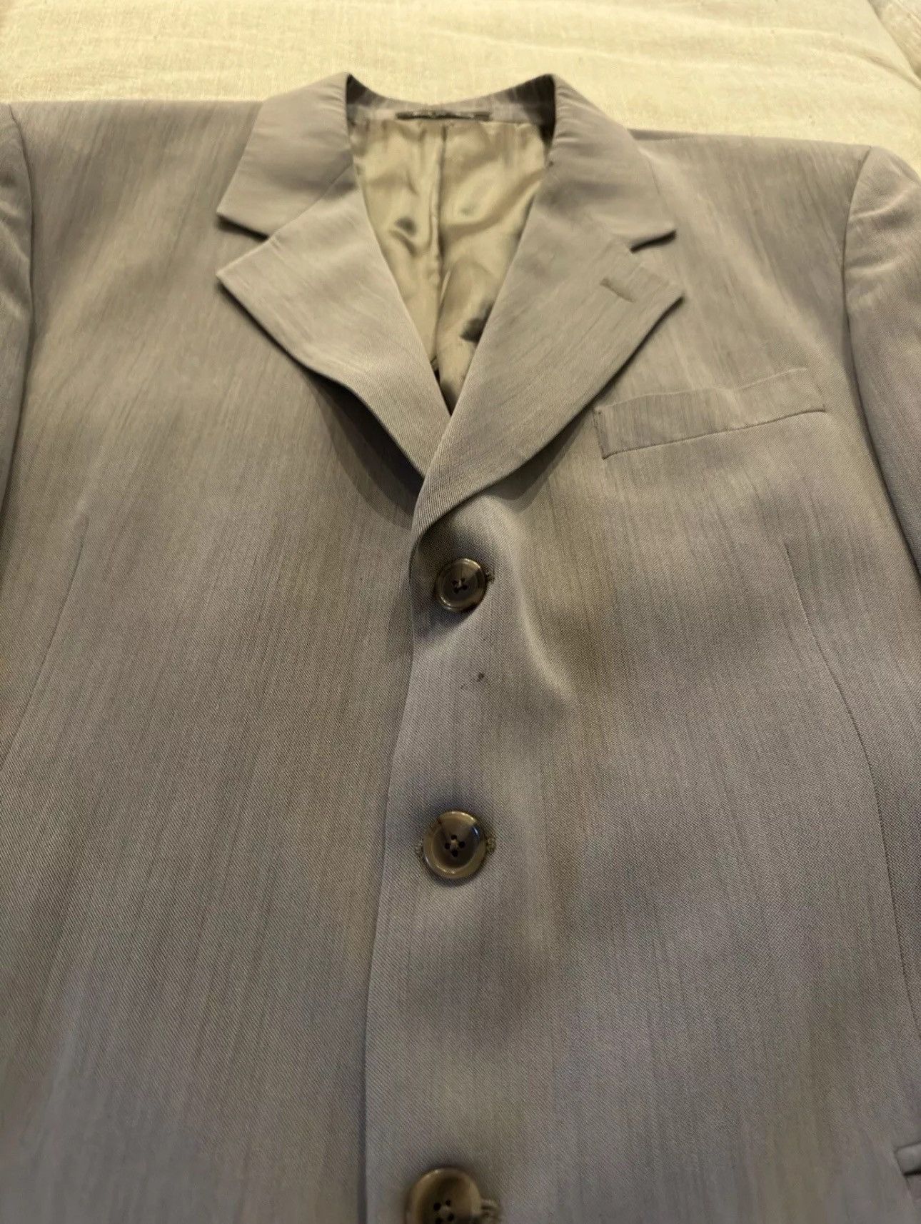 Fendi Fendi Made in Italy Notch Lapel 3 Button Blazer in Grey 42R Size 42R - 2 Thumbnail