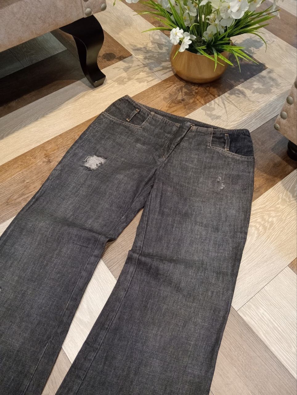 Roberto Cavalli JUST CAVALLI BLACK FLARED DENIM PANTS Size 27" / US 4 / IT 40 - 4 Thumbnail
