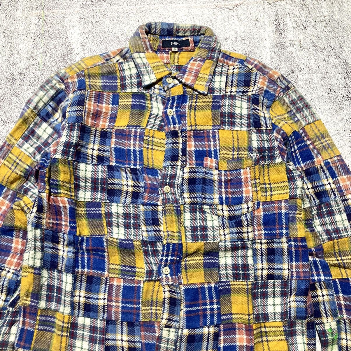 Japanese Brand 2000s Ships Patchwork Madrass Heavy Weight Button Up Shirt Size US S / EU 44-46 / 1 - 2 Thumbnail