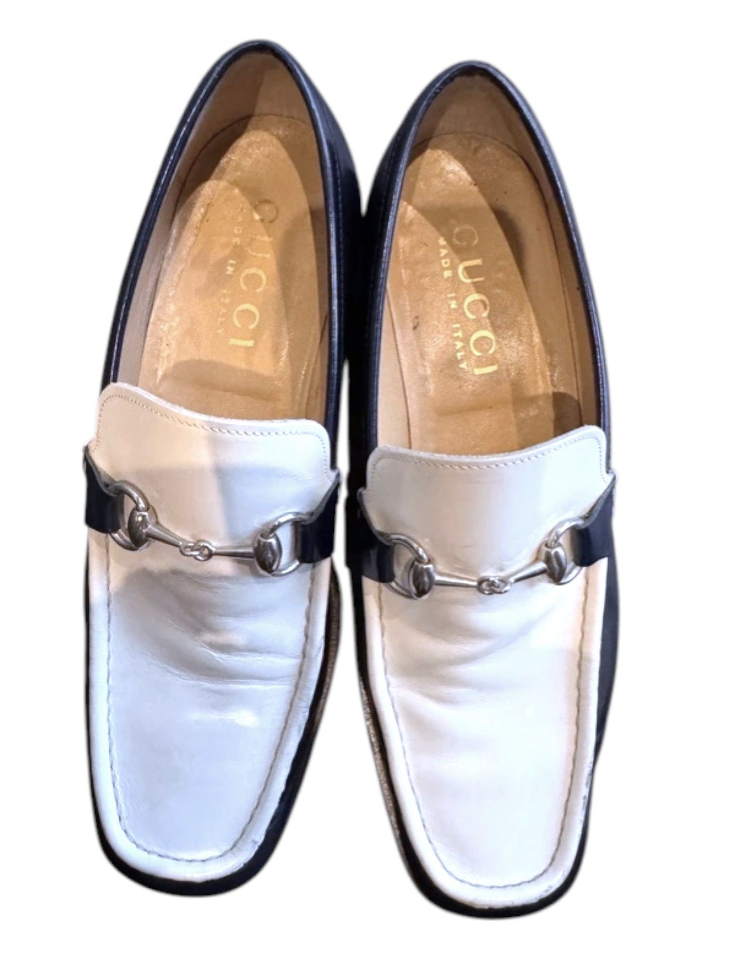 Gucci Gucci Two-Tone Horsebit Loafers in Blue & White Leather Size US 11 / EU 44 - 2 Thumbnail