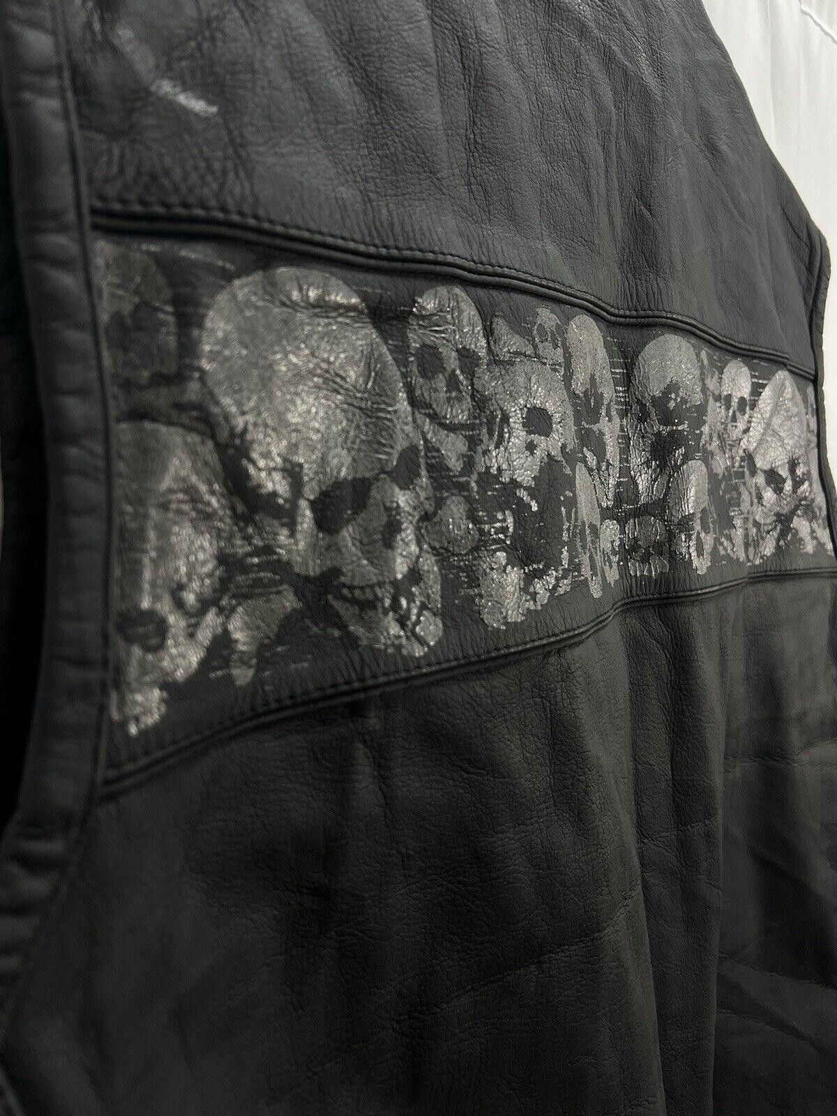 Designer Motorcycle Leather Reflect Vest,Conceal Pockets,Size XXL,#TG Size US XXL / EU 58 / 5 - 7 Thumbnail