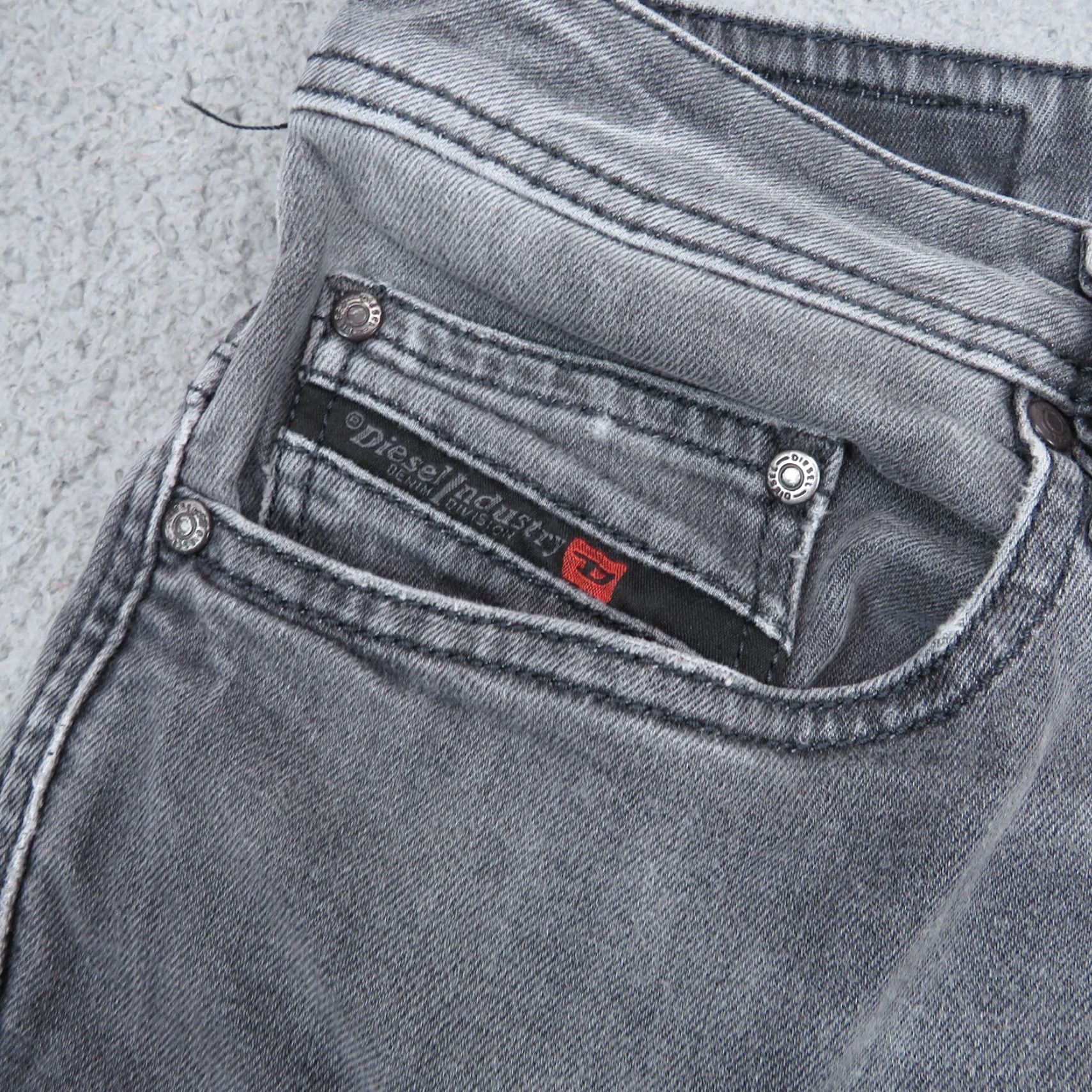 Diesel Diesel Jeans Mens 34x28 Thavar XP Slim Skinny Distressed Grey Wash R38O6 Stretch Jeans Size US 34 / EU 50 - 7 Thumbnail
