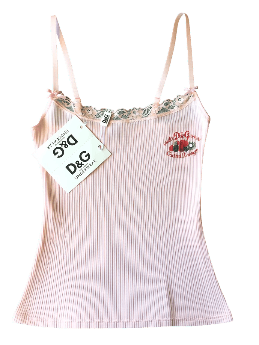 Dolce & Gabbana D&G Pink Cami NWT Y2K Coquette Fruit Embroidered Archival Size M / US 6-8 / IT 42-44 - 1 Thumbnail