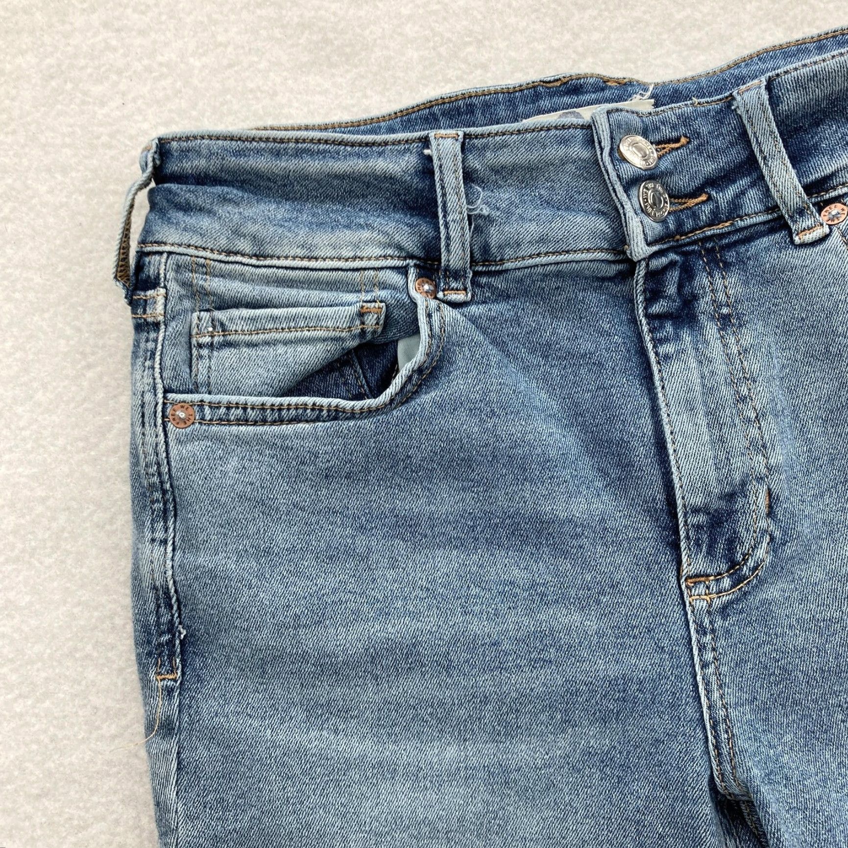 Vintage We The Free Bootcut Jeans Womens 29 Blue Stretch Double Button High Rise Boho Jeans (Denim) Mens? Size 29" - 3 Thumbnail