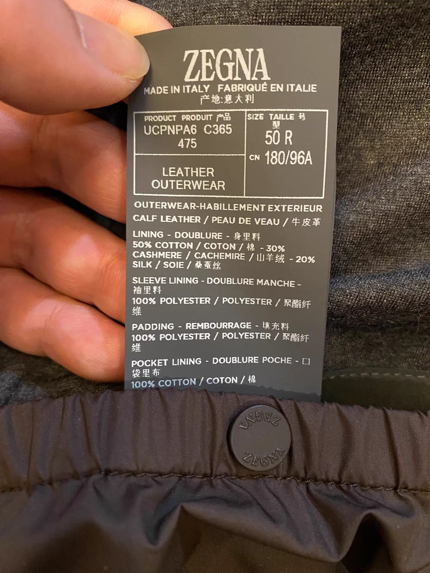 Ermenegildo Zegna ZEGNA New Full-Grain Calfskin Leather Jacket Made in Italy Size 50R - 8 Thumbnail