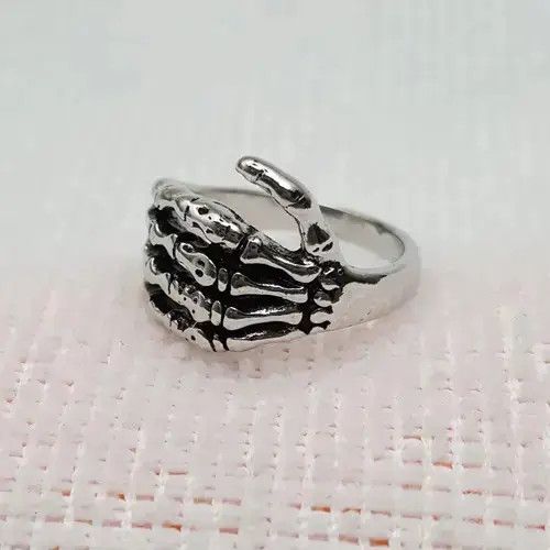 Other Silver Gothic Skulls Skeleton punk Hand Ring Size - 10 RGN Size ONE SIZE - 3 Thumbnail