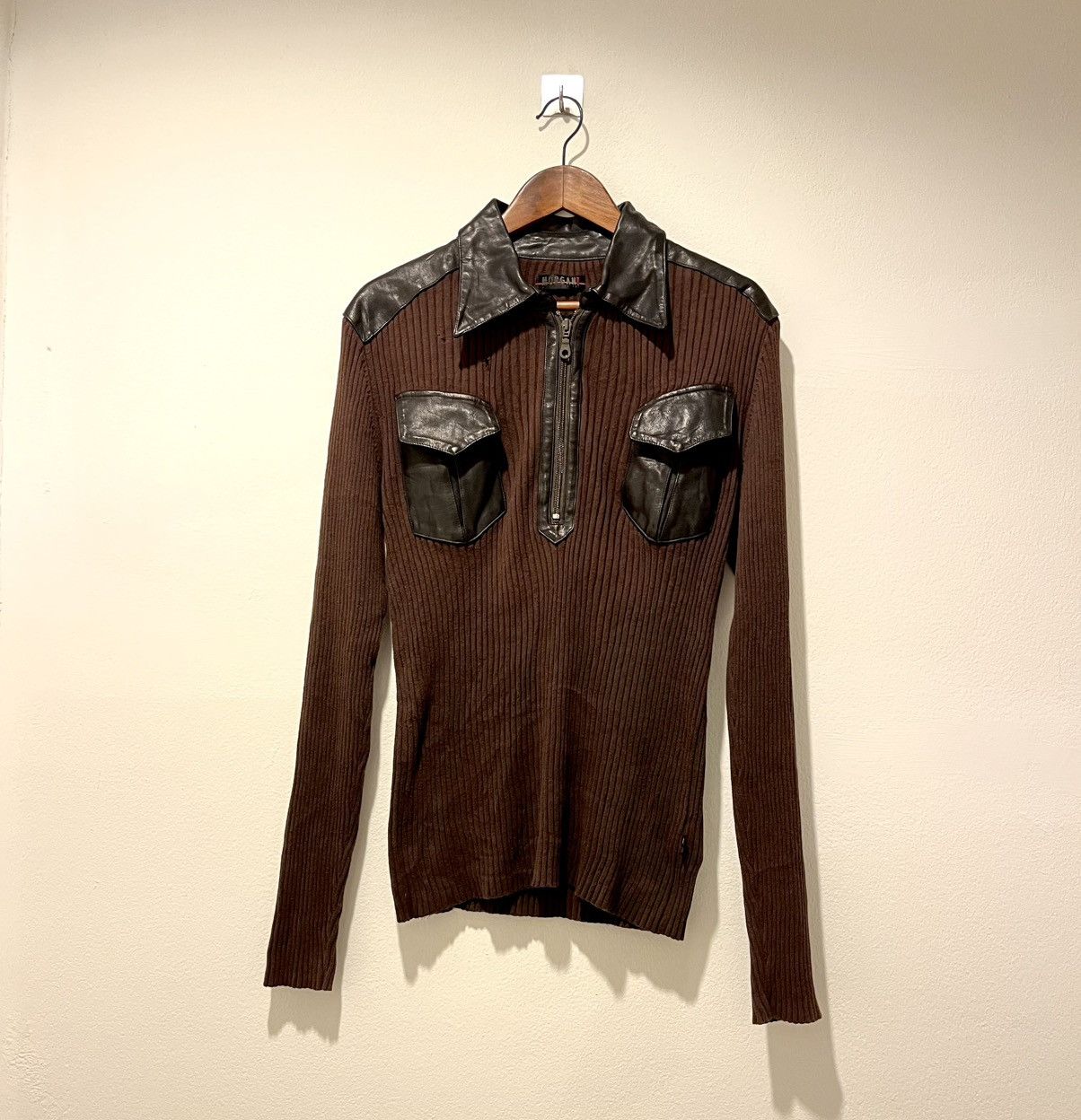Morgan Homme KNIT x LEATHER HALF ZIPPER MORGAN HOMME LGB IF6WAS9 STYLE Size US M / EU 48-50 / 2 - 2 Thumbnail