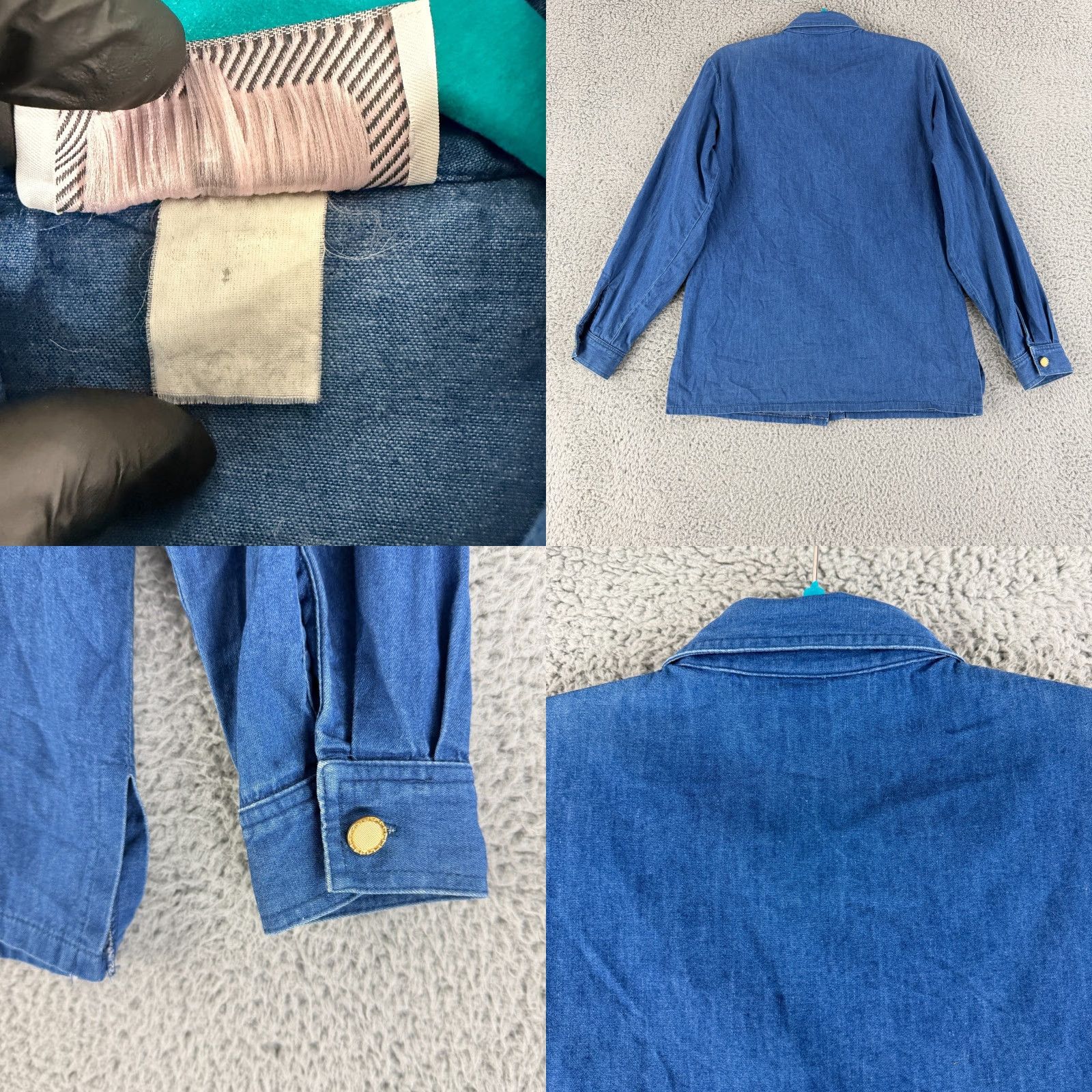 Denime Starfire Button-Up Shirt Womens Medium Blue Denim Embroidered Vintage LS Justin? Size M / US 6-8 / IT 42-44 - 8 Thumbnail