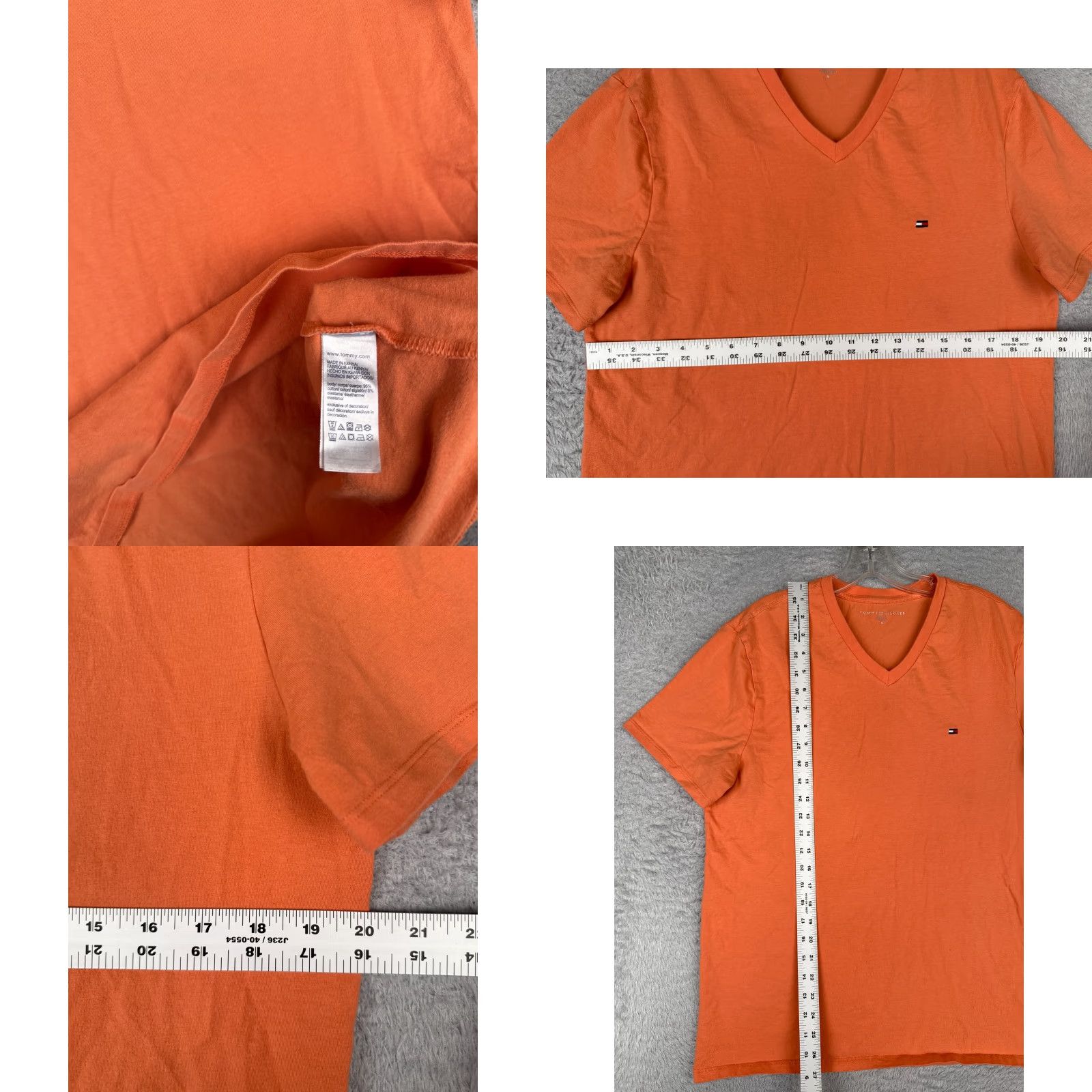 Tommy Hilfiger Tommy Hilfiger Shirt Adult Medium Orange V-Neck Cotton Blend Short Sleeve Size M / US 6-8 / IT 42-44 - 8 Thumbnail