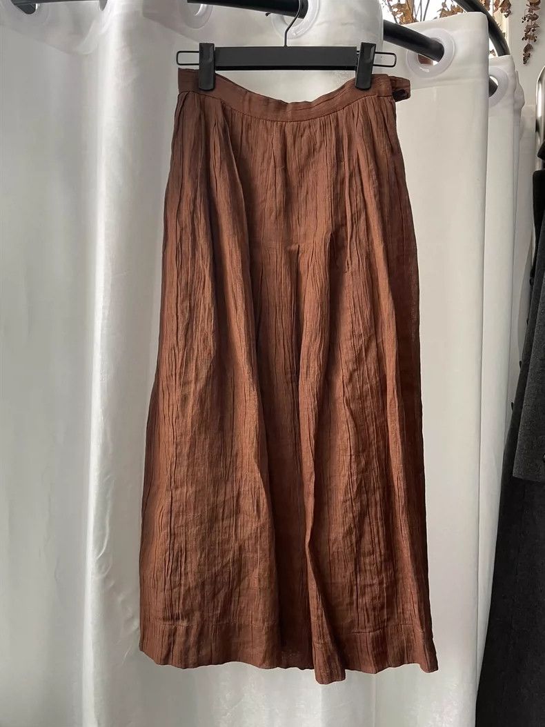 Comme des Garcons Comme des Garcons size os 70s-80s linen pleated skirt skir Size 29" - 1 Thumbnail