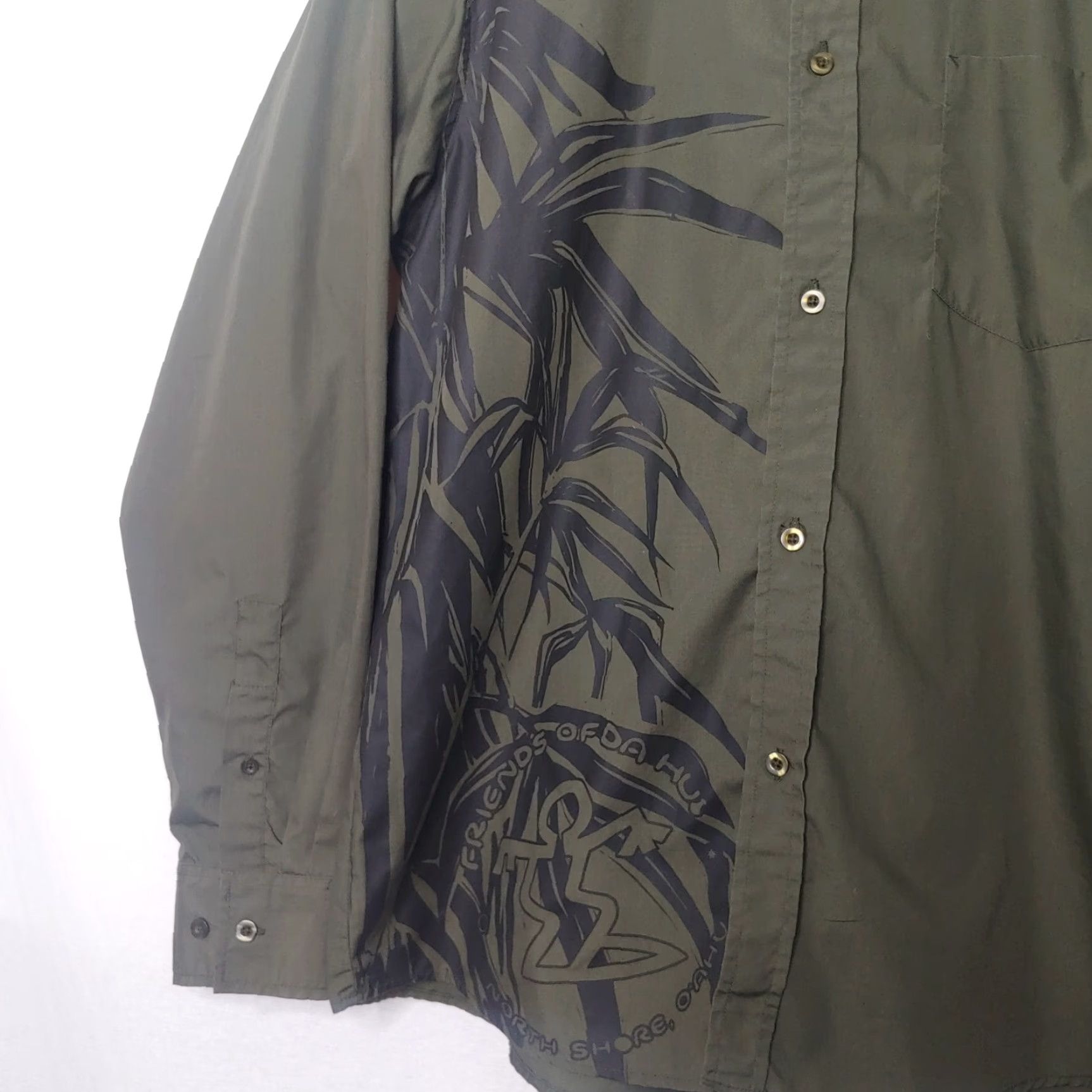 Olive Da Hui Hawaii Shirt Long Sleeve Olive Black Aloha North Shore Oahu Surf Button-Up Casual Mens M Size US M / EU 48-50 / 2 - 6 Thumbnail