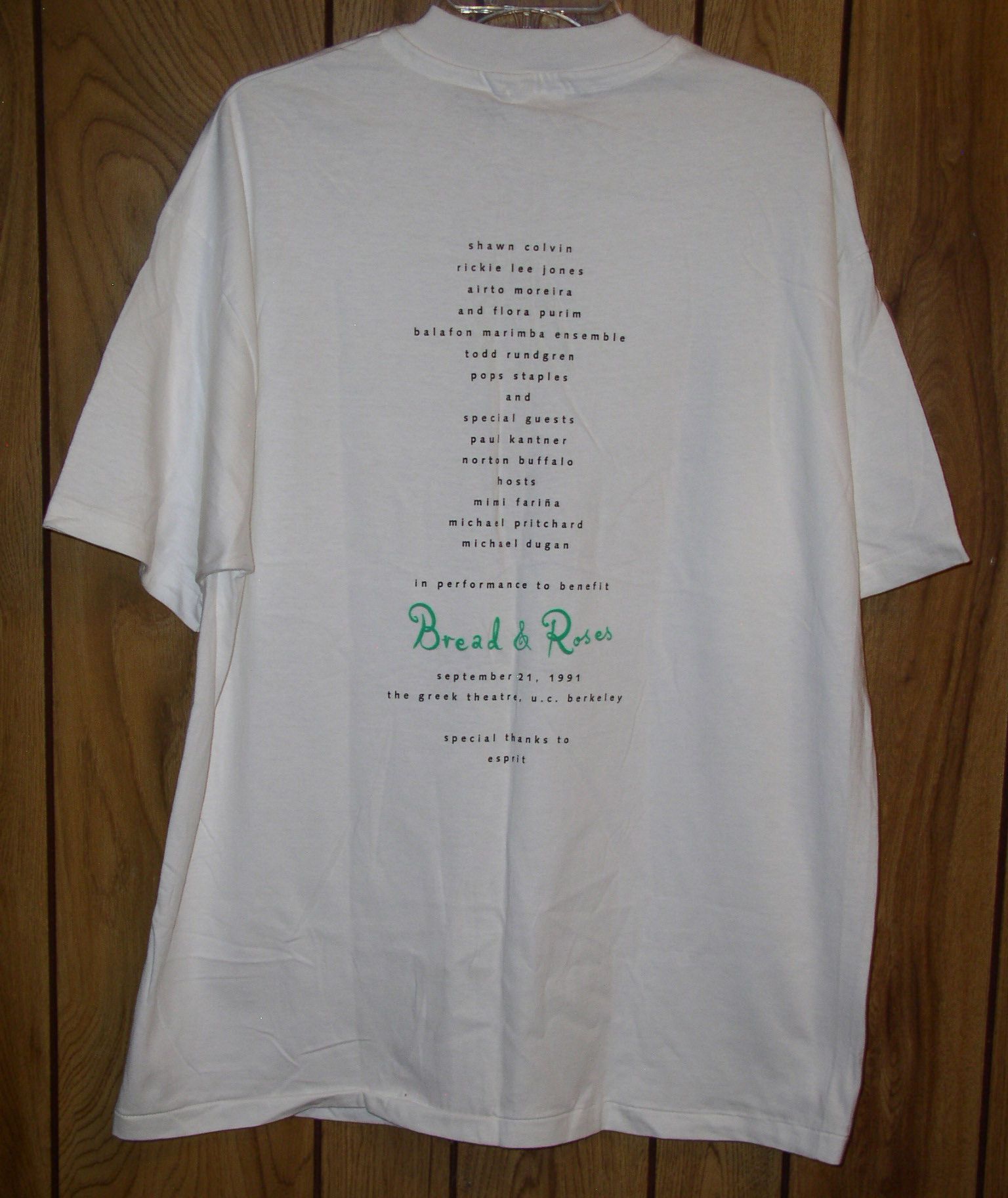 Hanes Bread & Roses Festival Concert T Shirt 1991 Single Stitched Size US XL / EU 56 / 4 - 2 Thumbnail