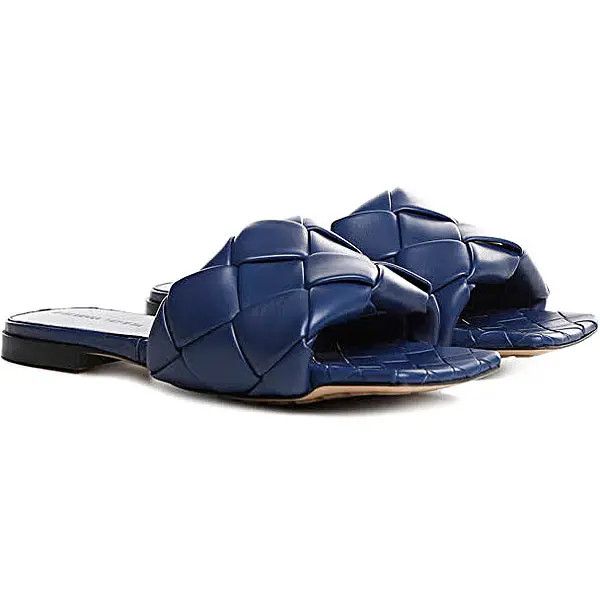 Bottega Veneta o1bcso1str0225 Lido Flat Sandals in Blue Size US 6 / IT 36 - 2 Thumbnail