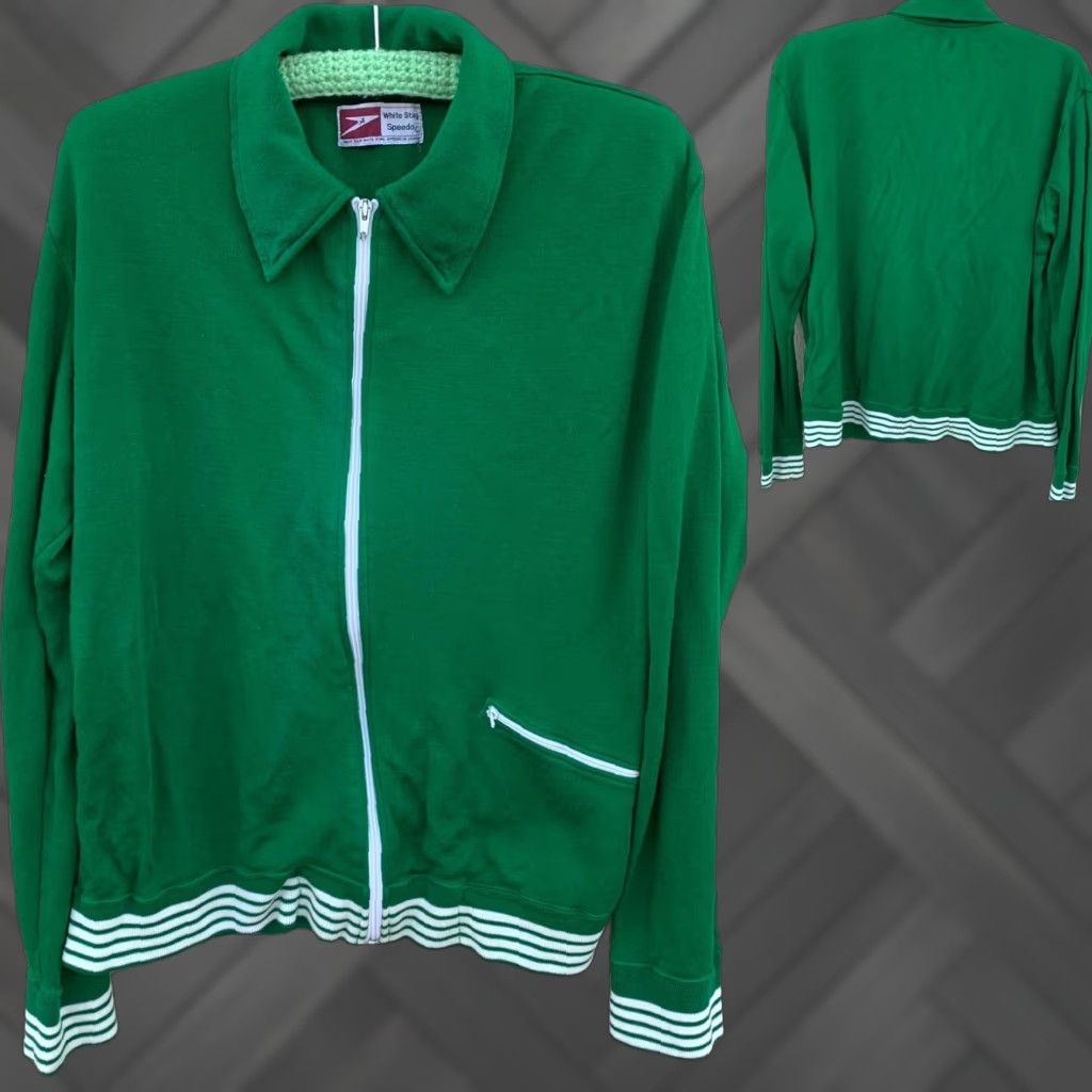 Vintage VINTAGE White Stag Speedo track jacket Mens Jacket L White 90s Vintage Winter Spring Summer Fall Japan Zip Size US L / EU 52-54 / 3 - 1 Thumbnail