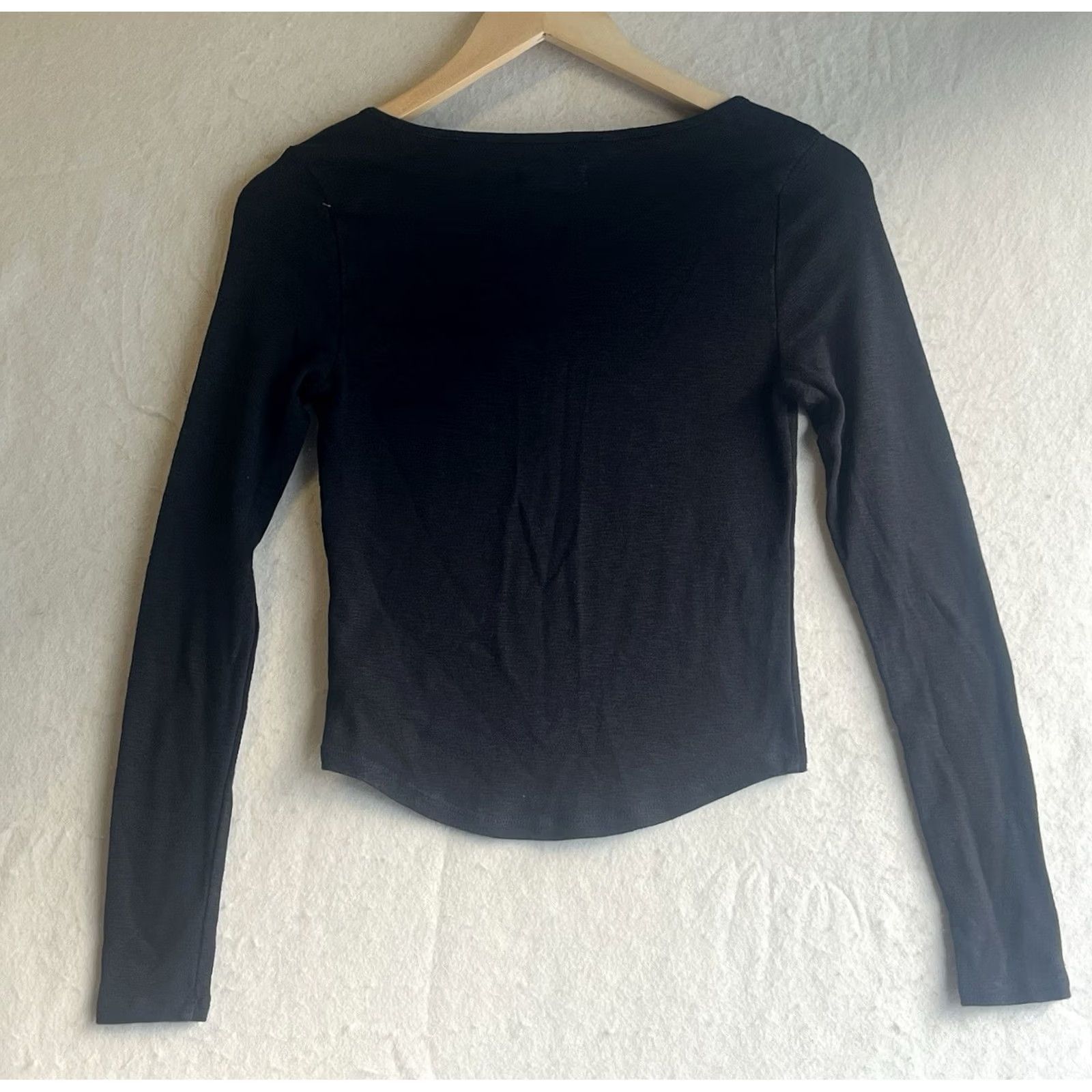 Madewell MADEWELL Women’s Long Sleeve Crop Top Shirt Black XS Crew Neck Size XS / US 0-2 / IT 36-38 - 2 Thumbnail
