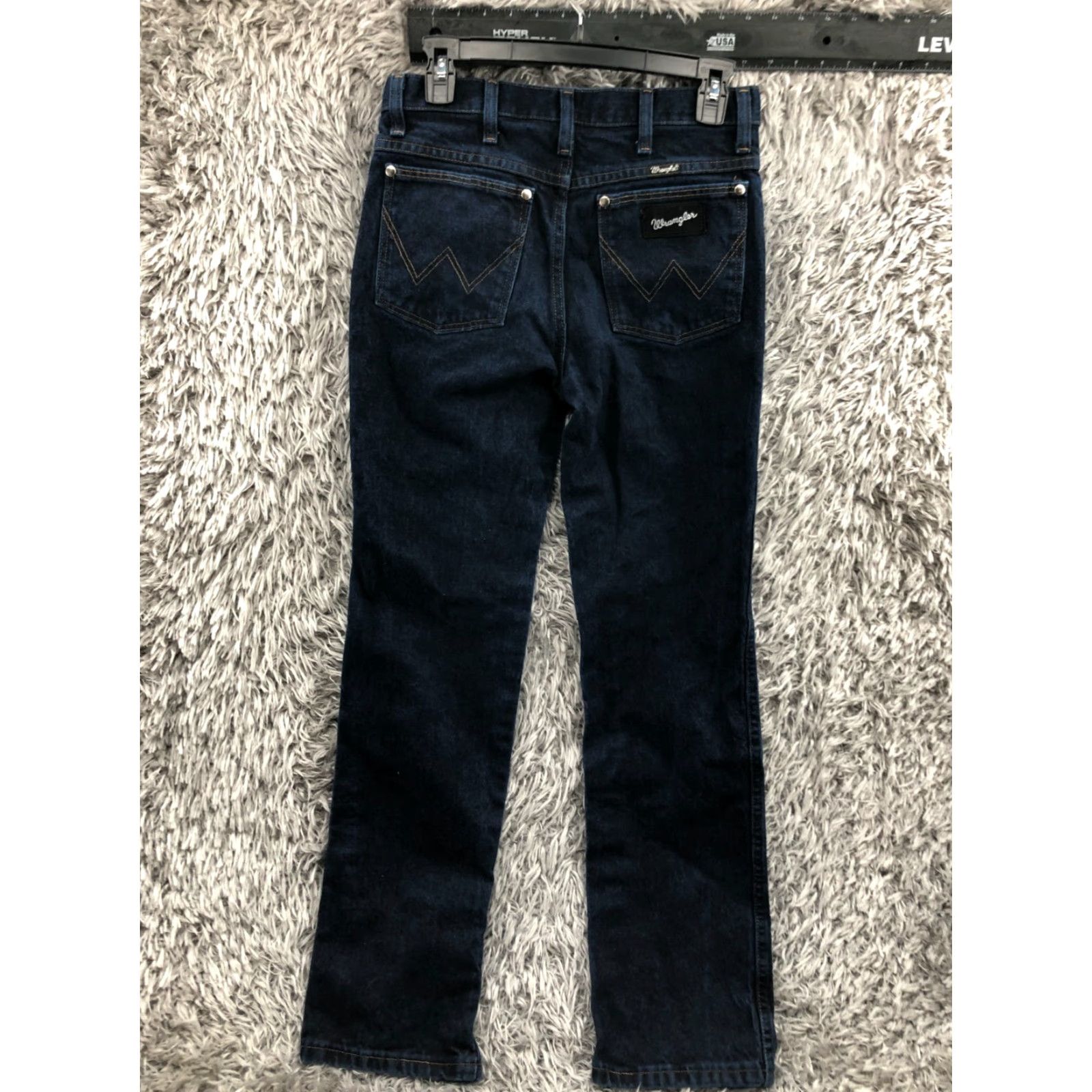 Wrangler Wrangler 933 Jeans Mens 29x32 Dark Wash Blue Mid Rise 5-Pocket Denim Button/Zip Belt Loops Straight Regular Size US 29 - 5 Thumbnail