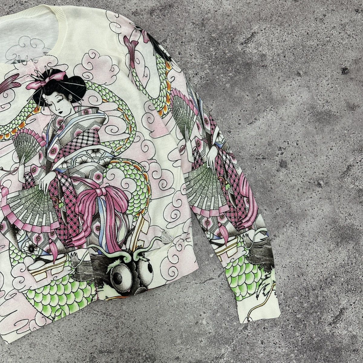 Japanese Brand Vintage 00s Love Moschino Japanese Geisha AOP cardigan y2k Size S / US 4 / IT 40 - 4 Thumbnail