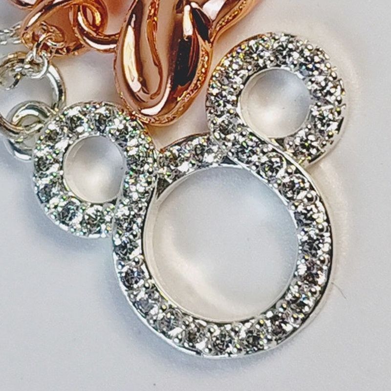 Disney Disney Mickey Minnie Necklace Silver Gems Rose Gold Bow Size ONE SIZE - 2 Thumbnail