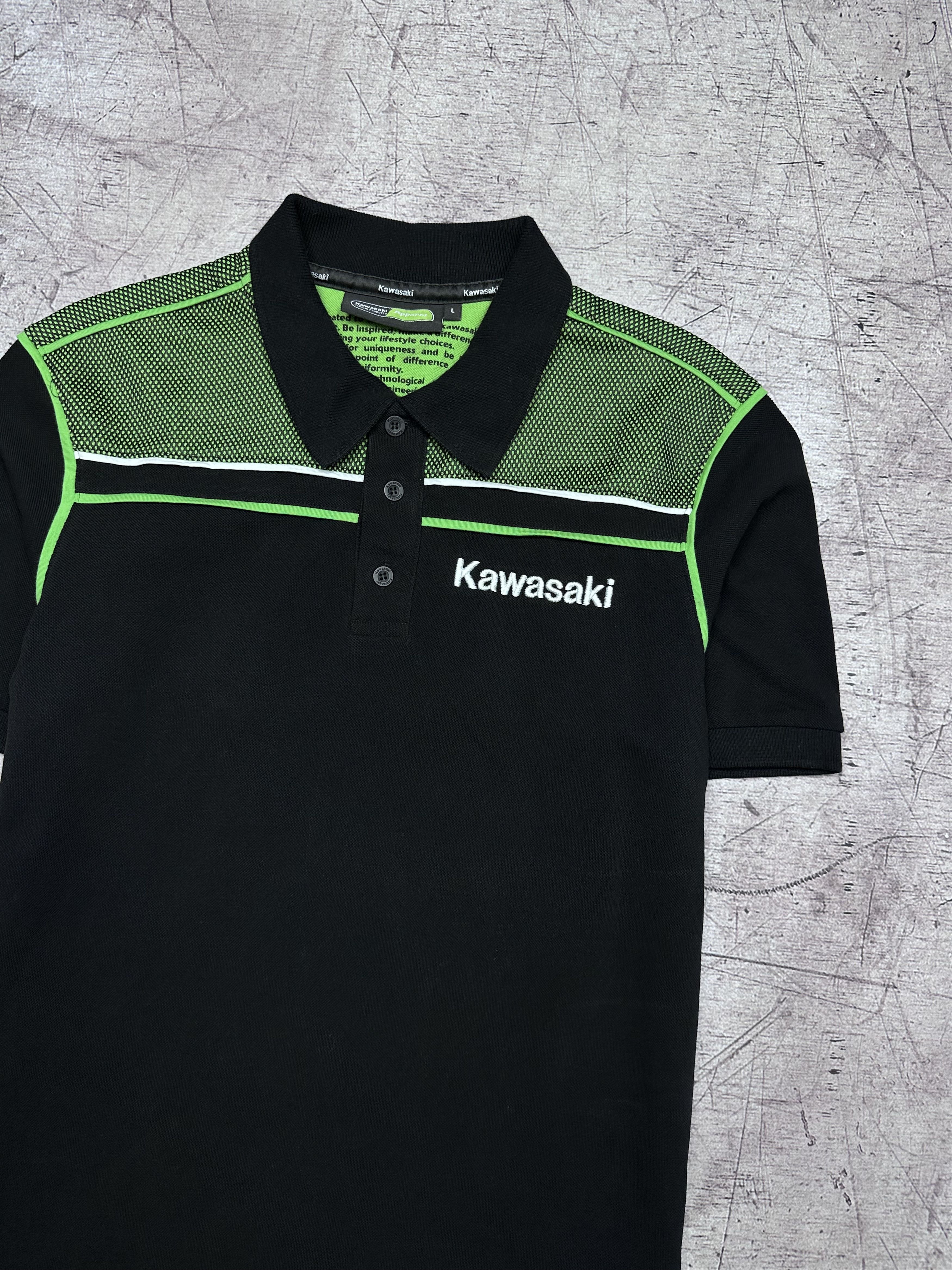 Japanese Brand × Vintage Kawasaki Racing Team Vintage Mens Polo Shirt Size US L / EU 52-54 / 3 - 2 Thumbnail