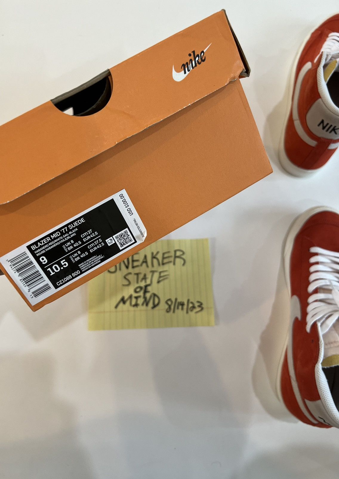 NIKE BLAZER MID '77 SUEDE “HABANERO RED” SIZE: Worn 1x