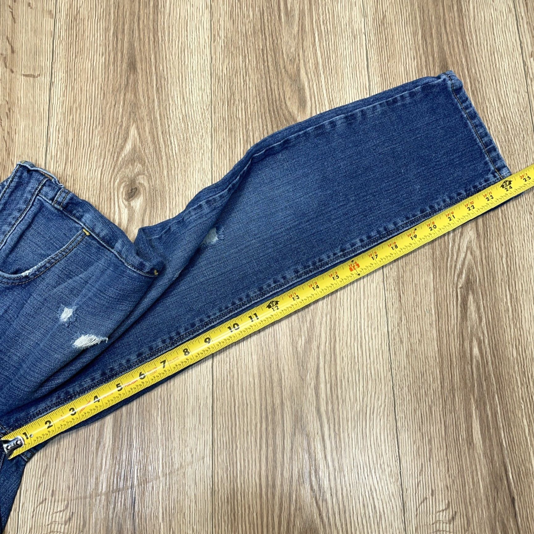 Vintage NEW YORK & COMPANY Distressed Denim Boyfriend Jeans Women Size 0 Low Rise Straight Leg Blue Size 25" / US 0 / IT 36 - 6 Thumbnail