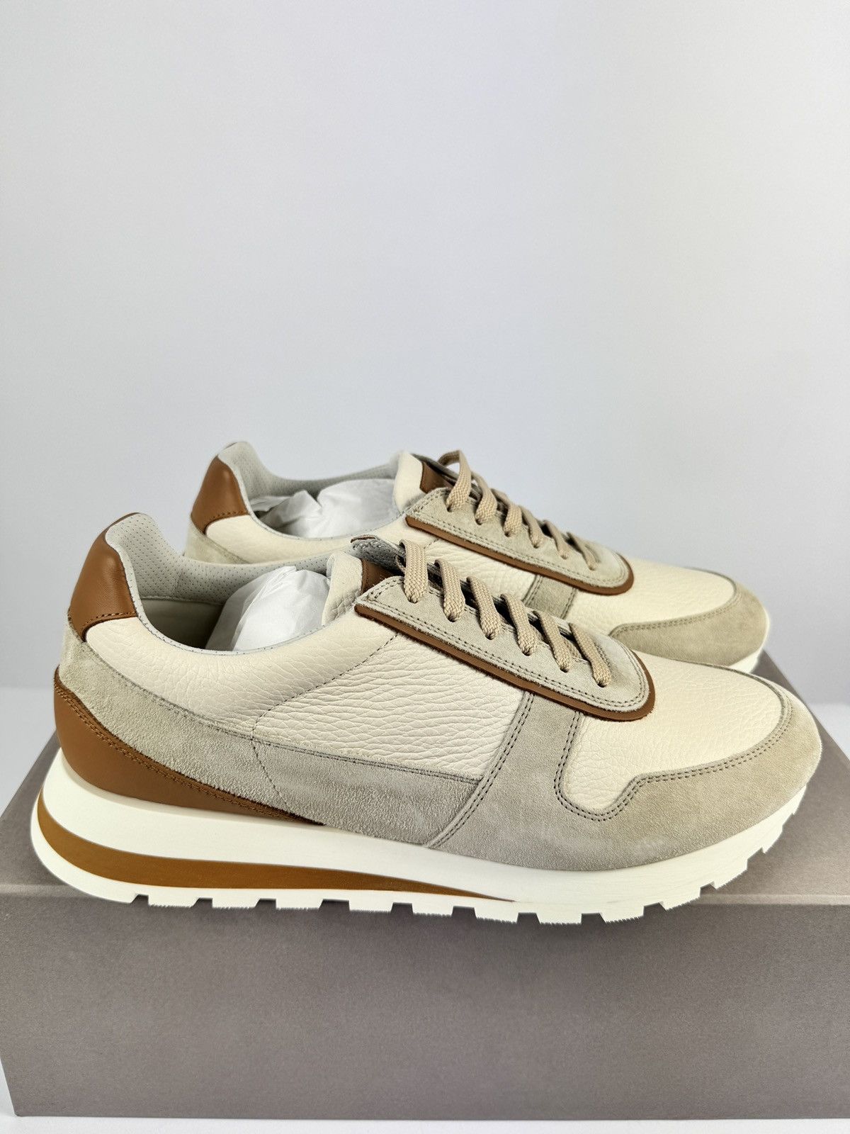 Brunello Cucinelli PANELLED LEATHER SNEAKERS Size US 10 / EU 43 - 2 Thumbnail