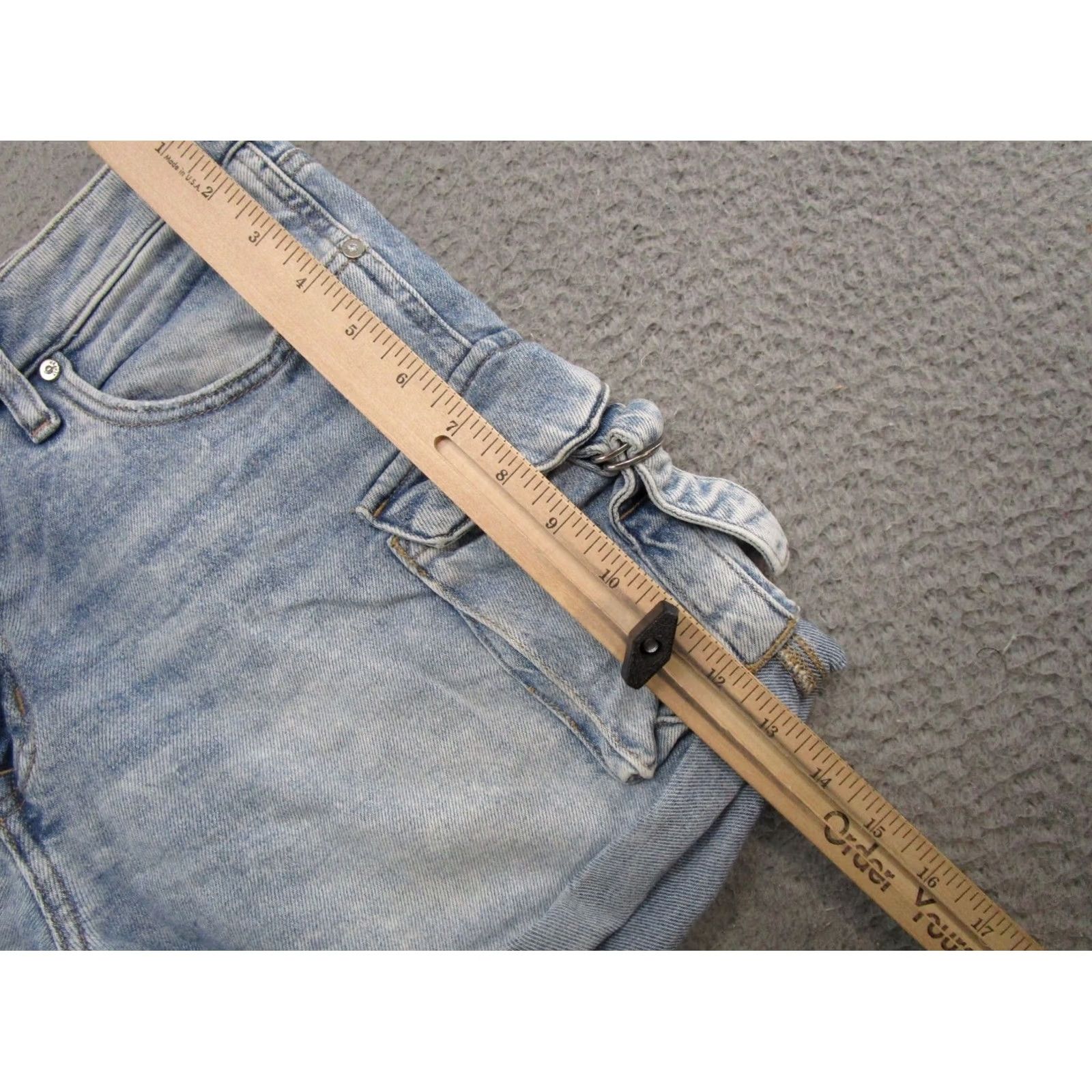 Vintage Maurices Women's Cargo Mid Rise Original Relaxed Boyfriend Shorts SZ 14 Blue Denim 5-Pocket Casual Summer Spring Shirt? Size 36" / US 14 / IT 50 - 5 Thumbnail