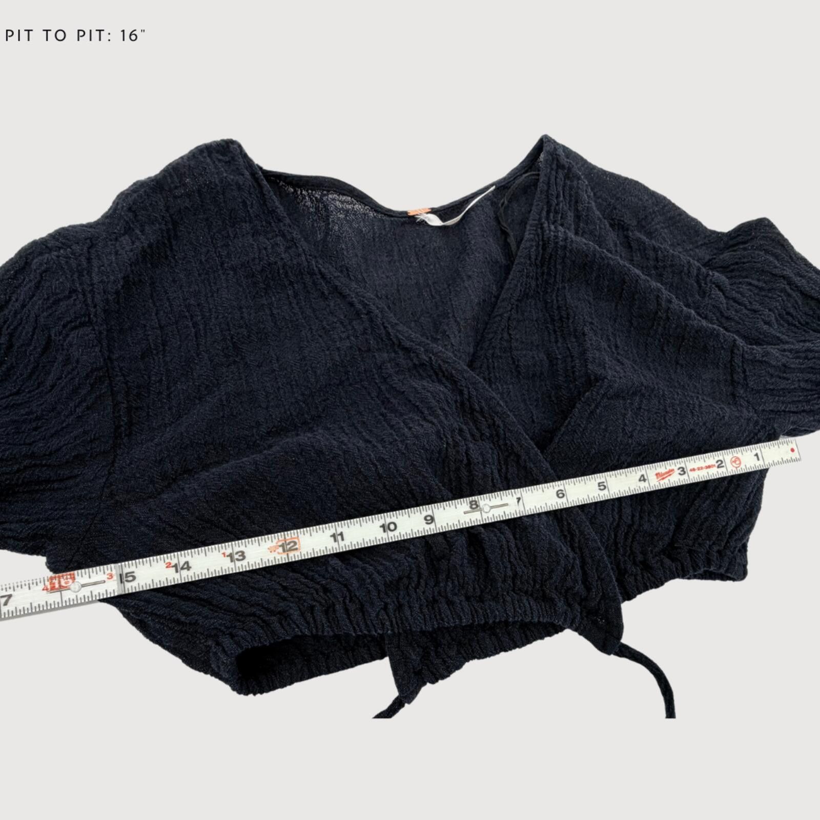 Free People Free People Linen Blend Wrap Crop Top Black S Size S / US 4 / IT 40 - 7 Thumbnail