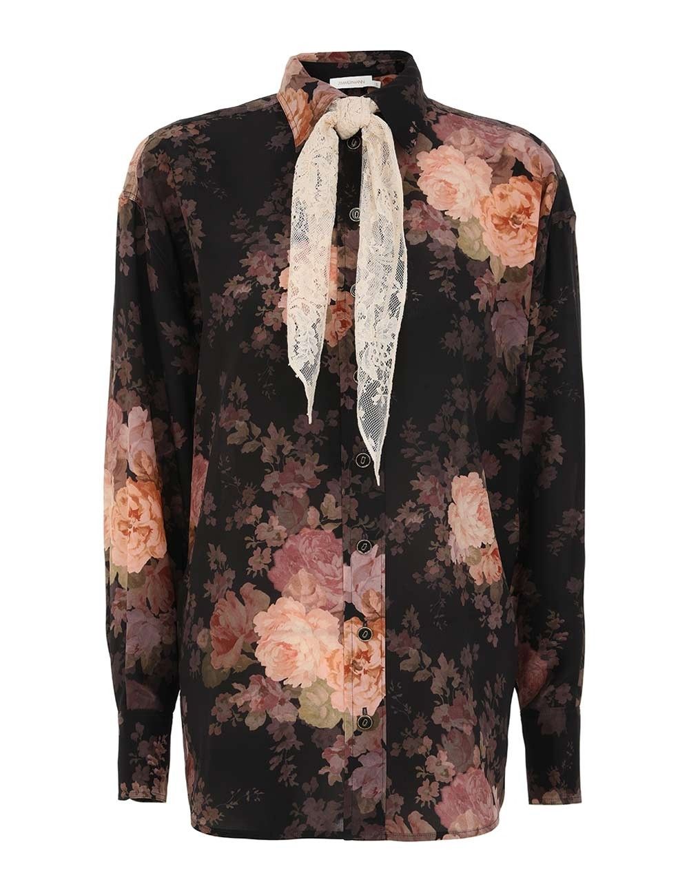 Zimmermann oc11z0925 Illustration Lace Scarf Shirt in Multicolor Size M / US 6-8 / IT 42-44 - 1 Thumbnail