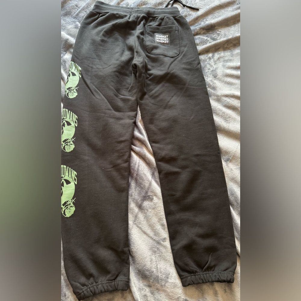 Market Market Beware of Humans Joggers – Medium – Black/Green Size US 36 / EU 52 - 3 Thumbnail