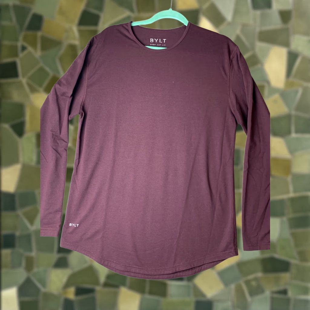 Vintage BYLT Shirt Mens L Maroon Drop Cut Long Sleeve Crew Neck Pullover BYLT Blend Shirt Mens L Maroon Size US L / EU 52-54 / 3 - 1 Thumbnail