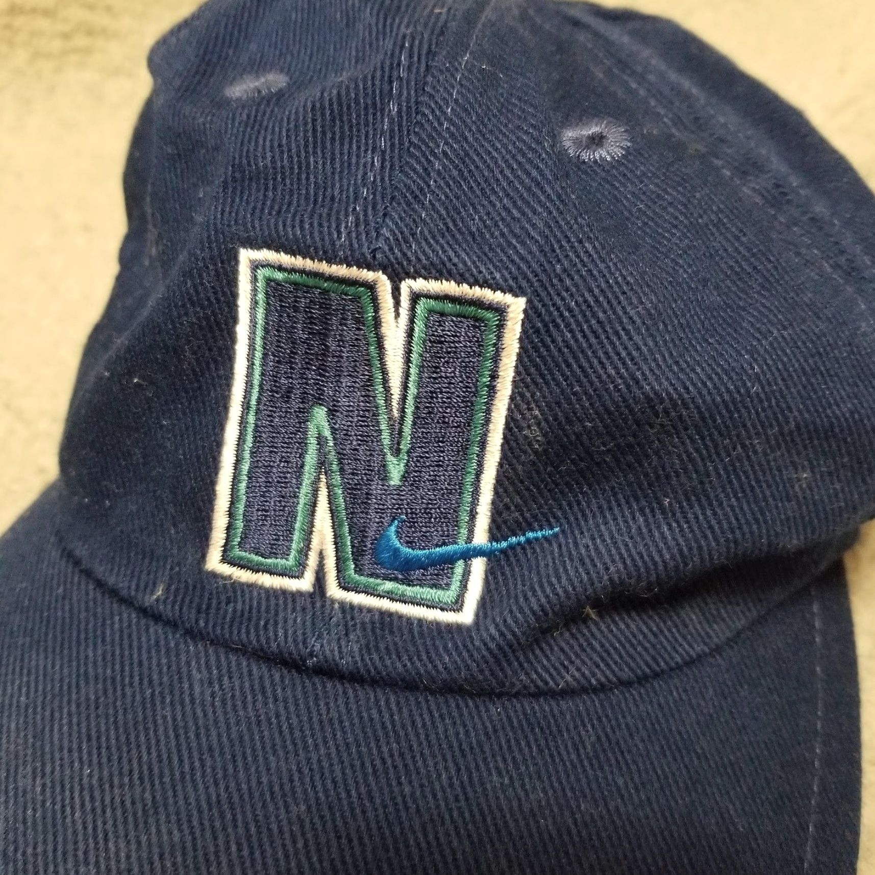 Nike VINTAGE Nike Hat Cap Snap Back Corduroy Navy Blue N Swoosh Mens 90s OSFA Baseball Cap Size ONE SIZE - 2 Thumbnail