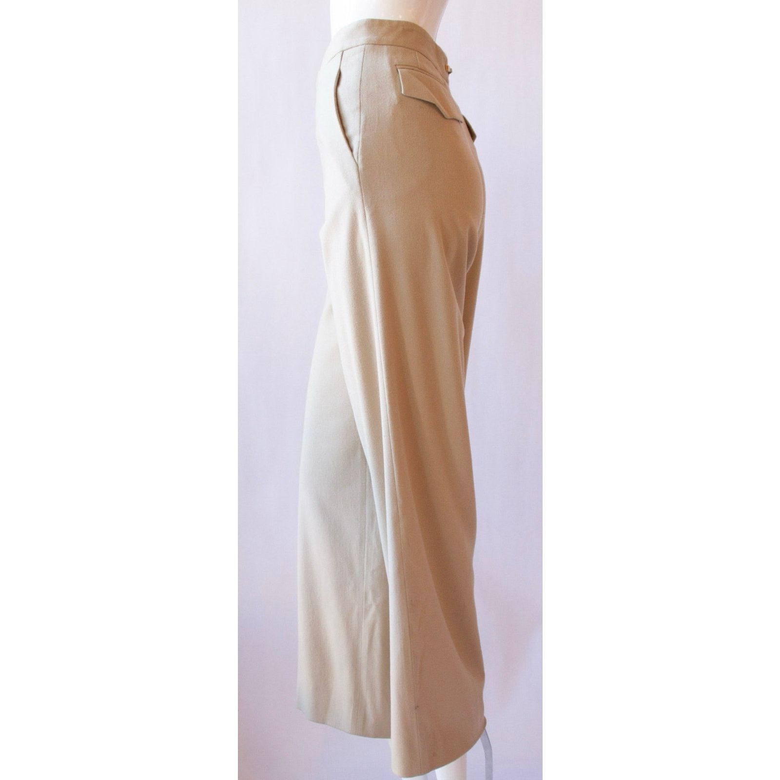 Gucci Vintage Gucci Wool Tan Wide Leg Culotte Trousers Size 30" / US 8 / IT 44 - 3 Thumbnail