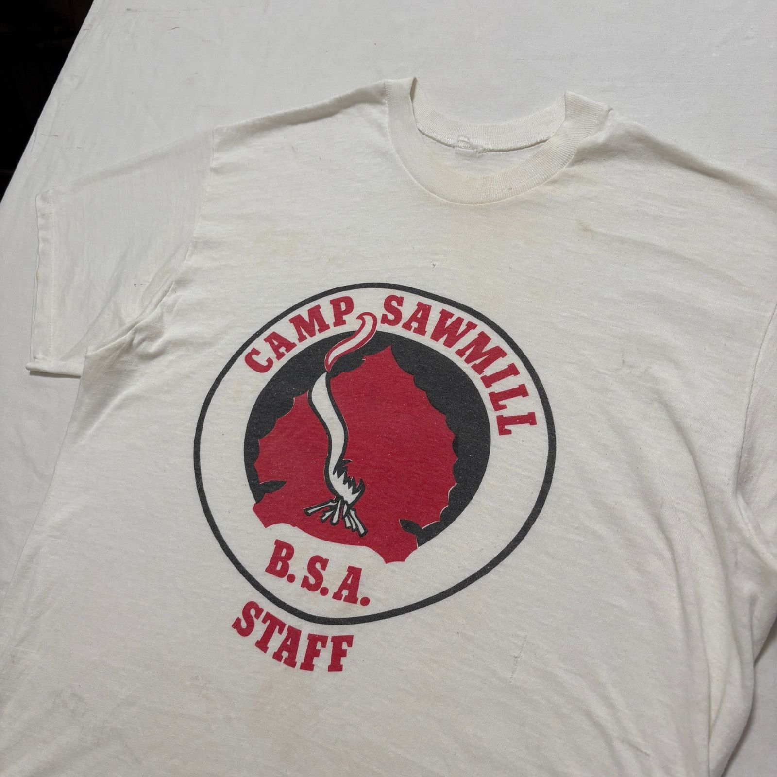 Other VTG 70's BSA Camp Sawmill Staff Graphic Short Sleeve T-Shirt Size US M / EU 48-50 / 2 - 2 Thumbnail