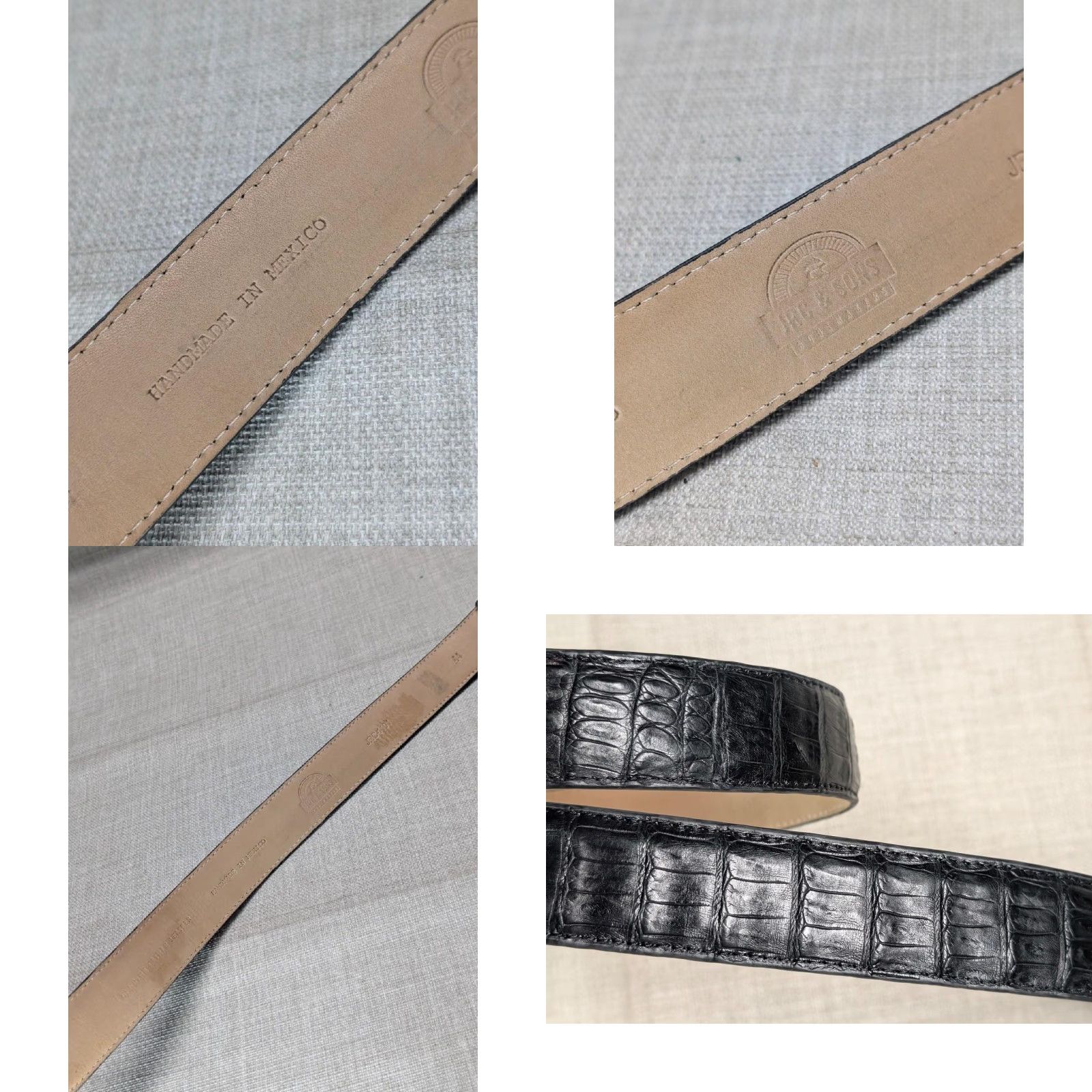 Vintage VINTAGE genuine CAIMAN handcrafted WESTERN belt 42 BLACK leather, crocodile alligator JRC belts Mens Western 42 Size 42 - 8 Thumbnail