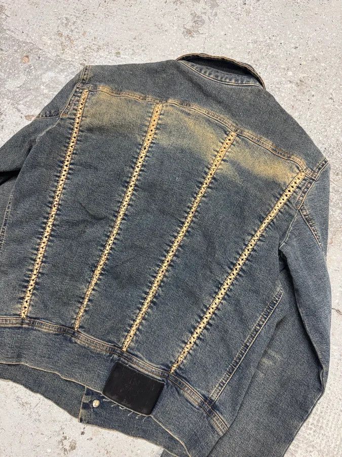 Vintage 2000s Plein Sud Laced Raw Denim Cropped Jacket Size S / US 4 / IT 40 - 6 Thumbnail