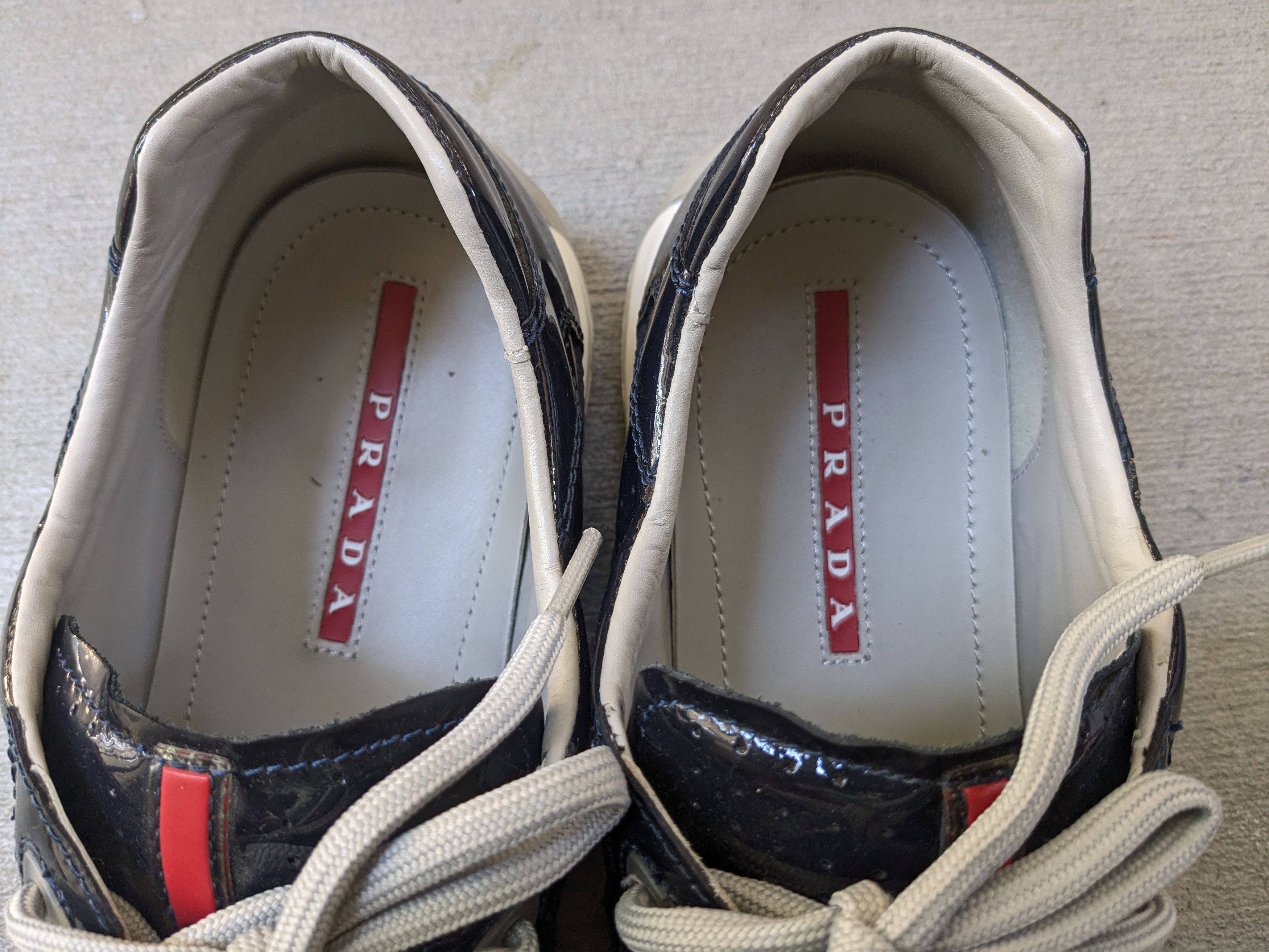 Prada Prada America's Cup Sneakers Navy Blue Patent Leather 12.5 Size US 12.5 / EU 45-46 - 3 Thumbnail