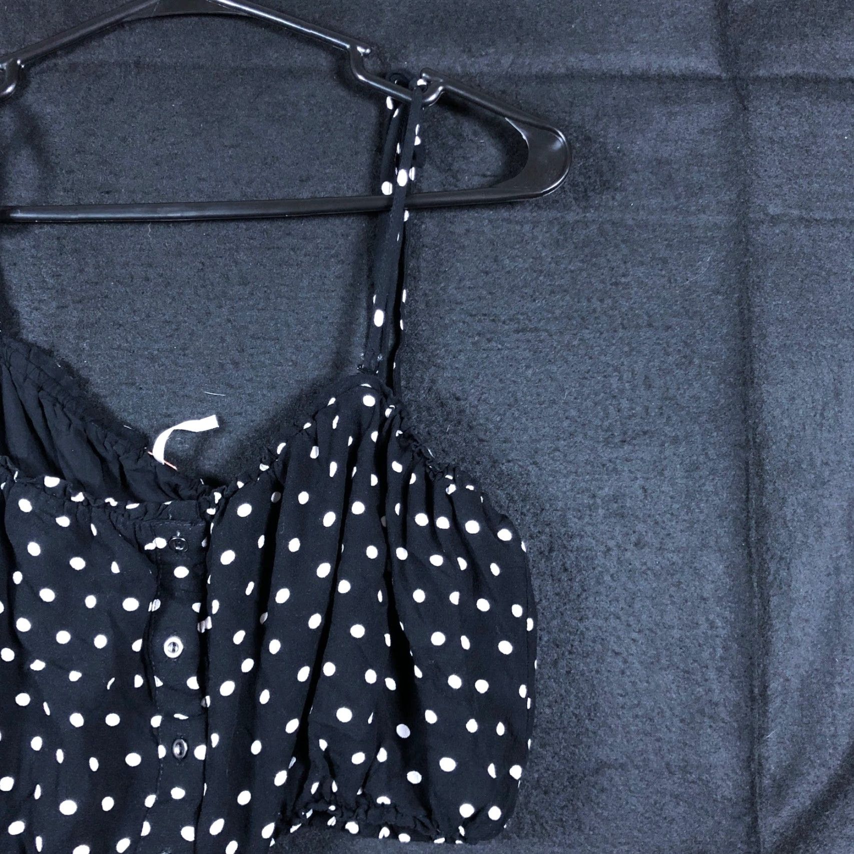 Free People Free People Blouse Womens Black White Polka Dot Tub Crop Adjustable Straps 8 Size M / US 6-8 / IT 42-44 - 4 Thumbnail
