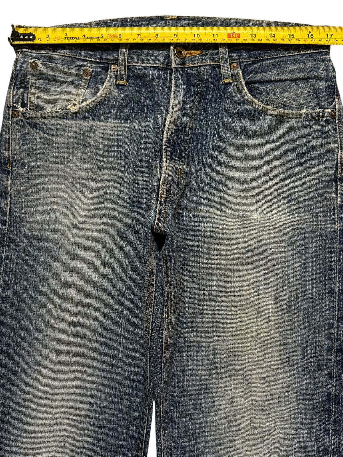 Edwin Vintage 90s Edwin 505zx Selvedge Blue Faded Wash Wide Leg Size US 33 - 11 Thumbnail
