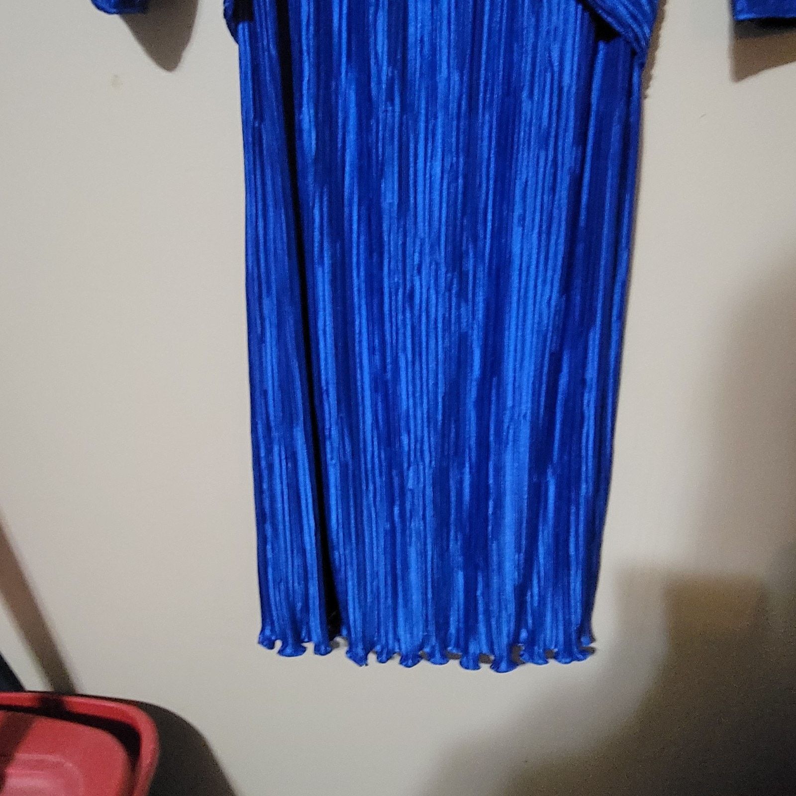 & Other Stories George F Couture Plisse Pleated Fortuny Cobalt Blue Gown Size XL / US 12-14 / IT 48-50 - 9 Thumbnail
