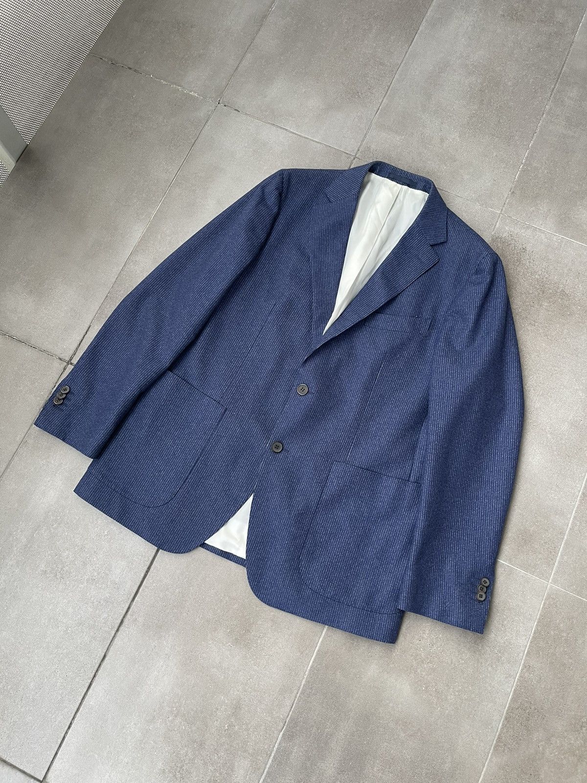 Suitsupply SS15 Suitsupply Havana White Striped Navy Wool Casual Blazer Size US L / EU 52-54 / 3 - 6 Thumbnail