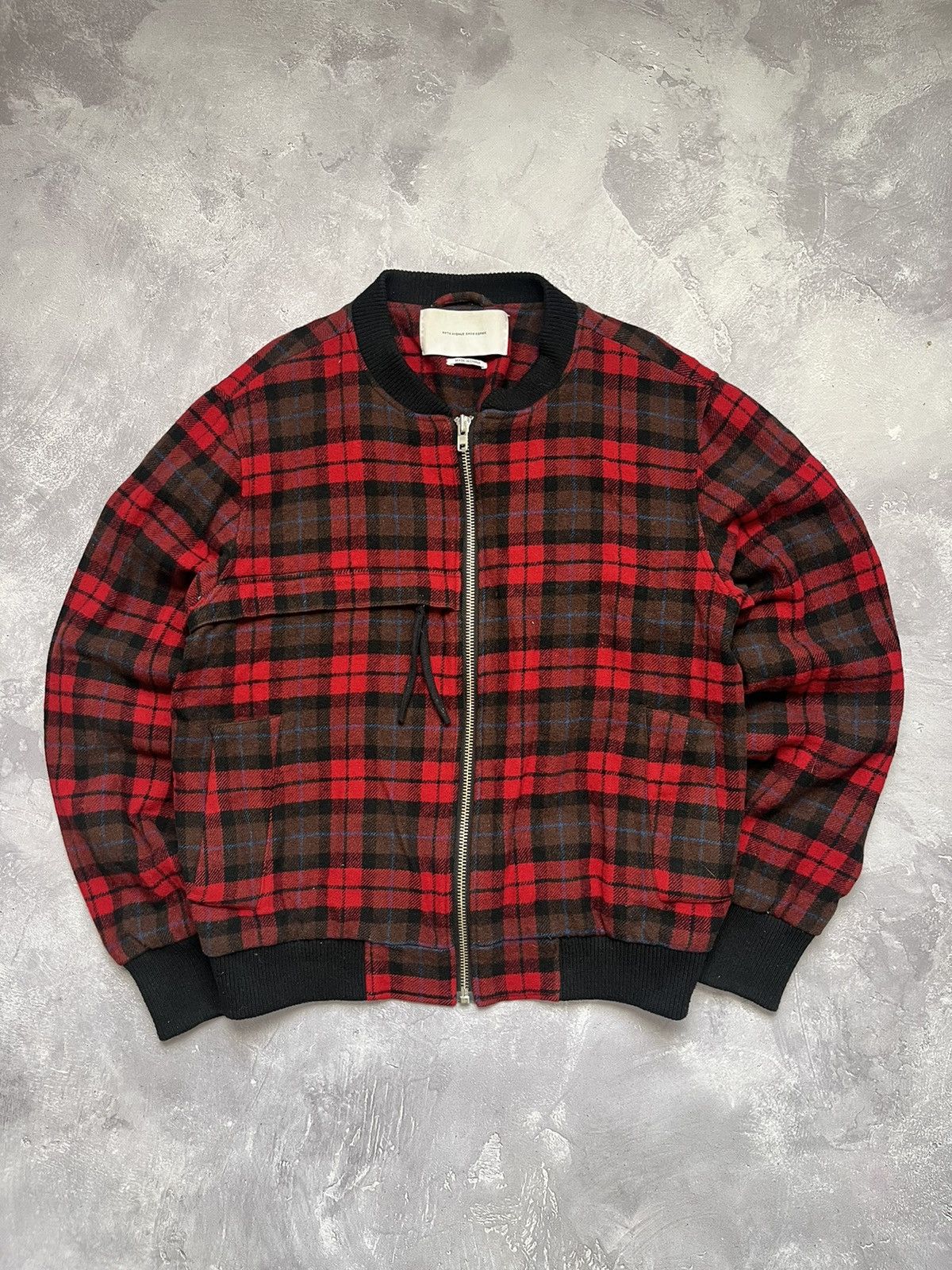 V AVE SHOE REPAIR Fifth Avenue Shoe Repair Bomber Jacket Wool Checkered Plaid Size US L / EU 52-54 / 3 - 1 Thumbnail