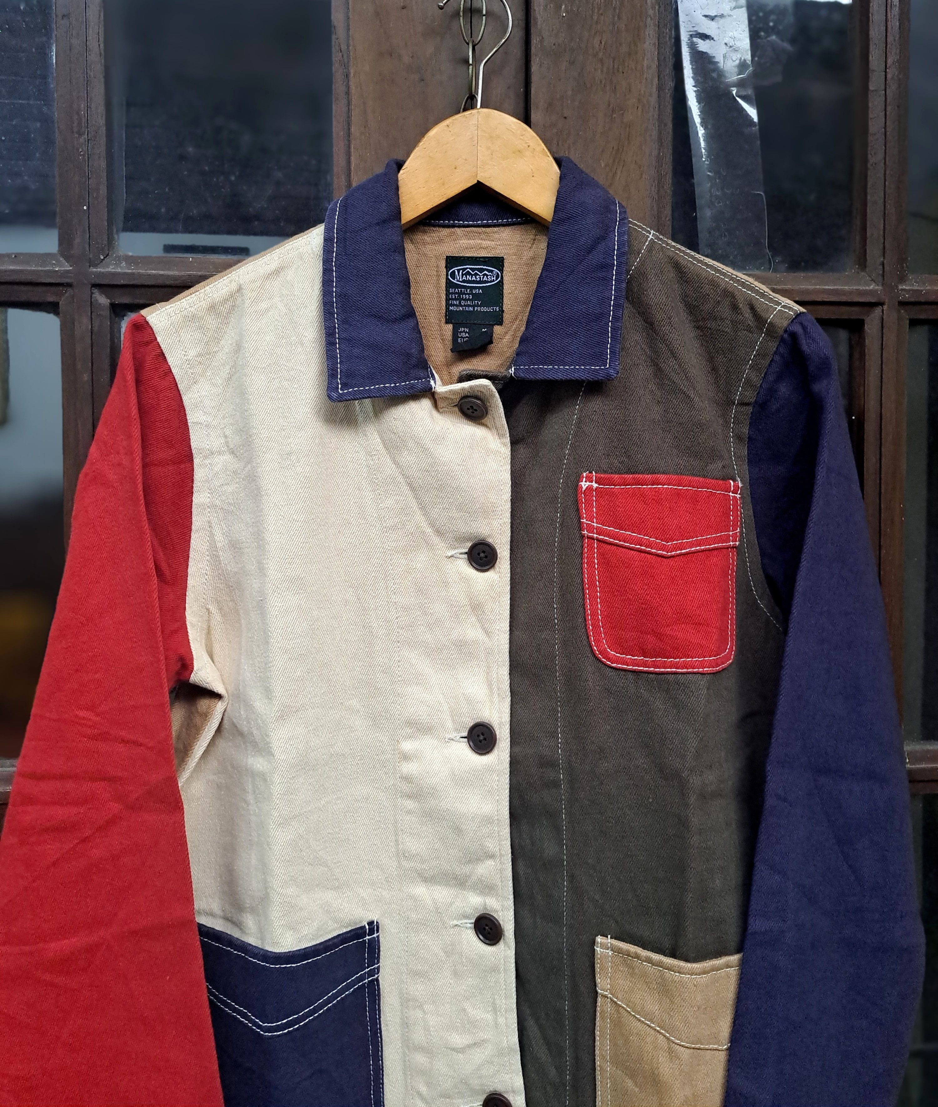 Japanese Brand Manastash Hemp Chore Jacket Colorblock Mens Small USA Size US S / EU 44-46 / 1 - 2 Thumbnail