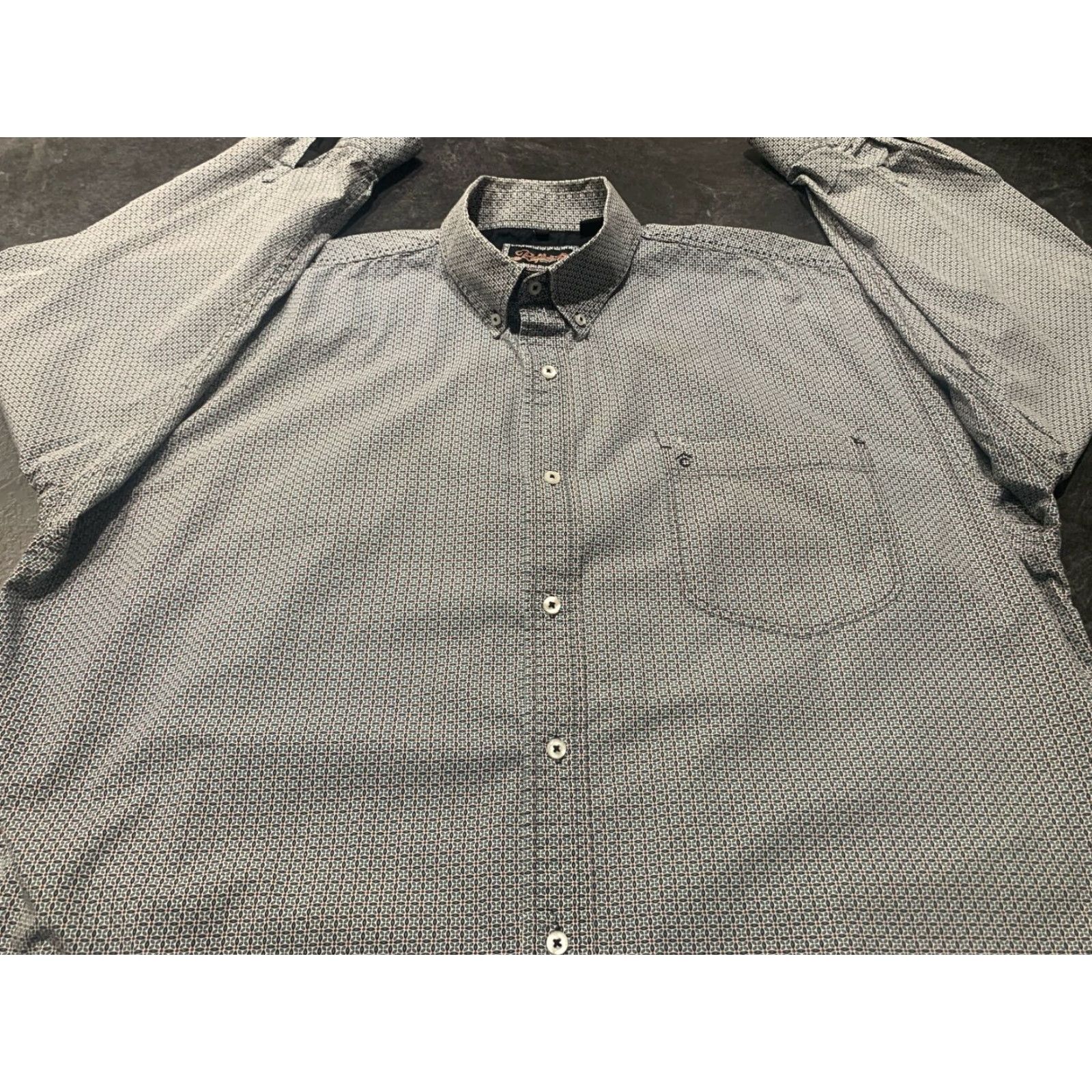 Vintage Western Cowboy Collection Men’s Button Down Shirt Long Sleeve 3X Cotton Geometric Western Logo Size US XXL / EU 58 / 5 - 2 Thumbnail