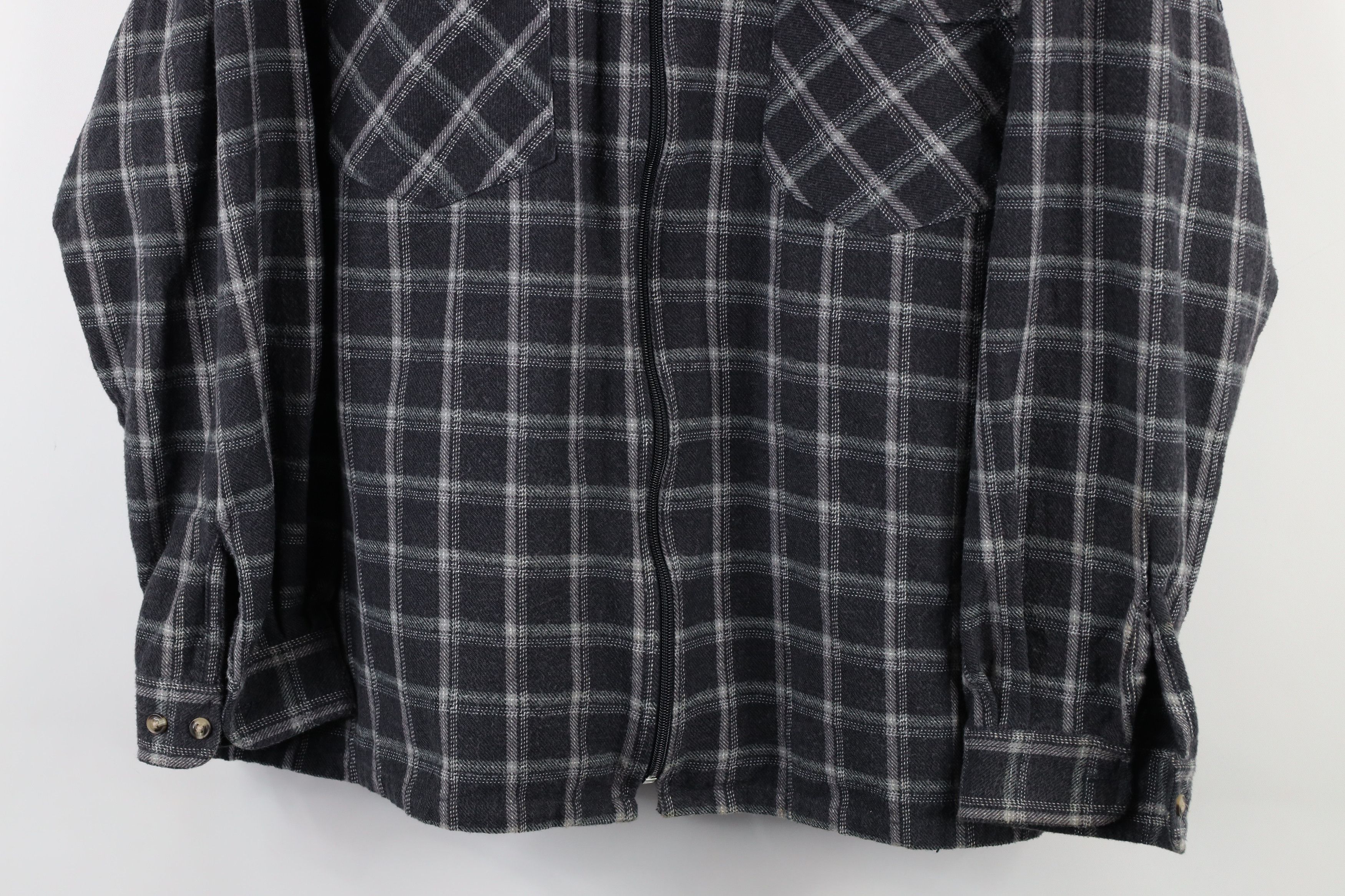 Vintage Vintage 90s Streetwear Zip Flannel Shirt Jacket Jac Shirt Size US L / EU 52-54 / 3 - 3 Thumbnail