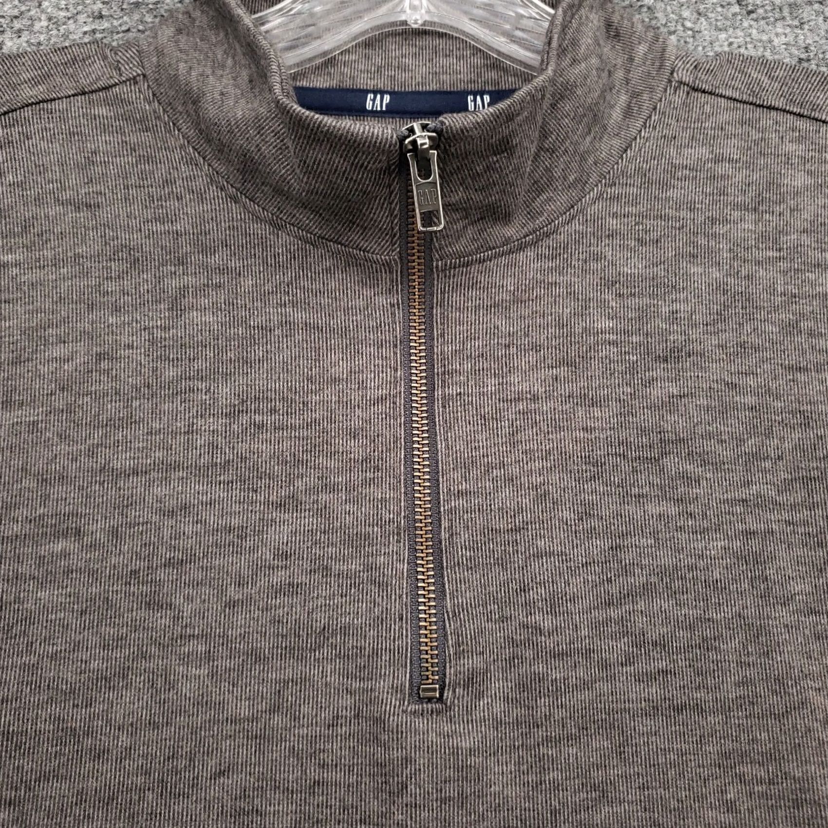 Gap Gap Mens L Large Gray Long Sleeve 1/4 Zip Stretch Mock Neck Pullover Sweater Size US L / EU 52-54 / 3 - 3 Thumbnail