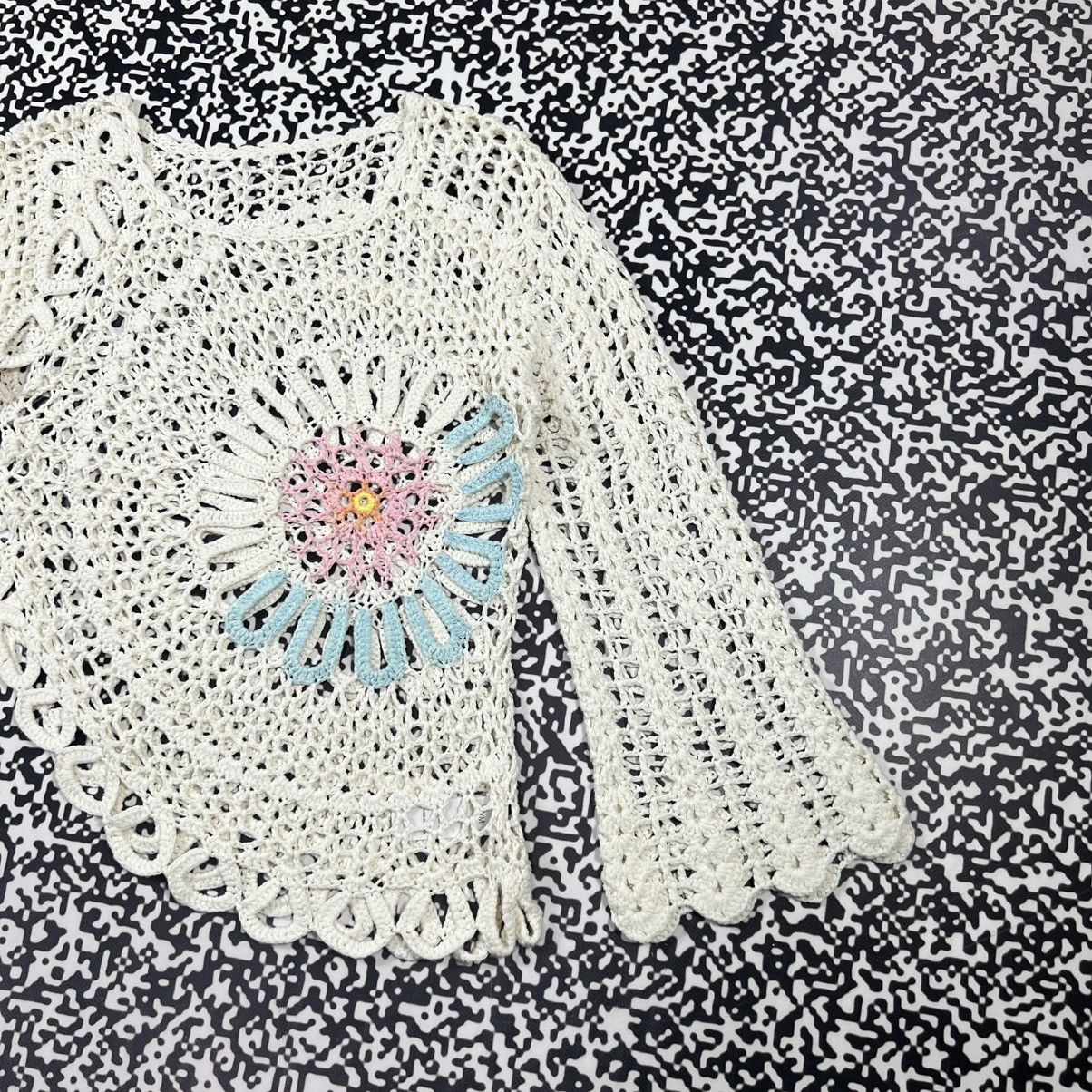 Vintage Vintage Y2K Mesh Knitted Sweater Japanese Flower Style Size M / US 6-8 / IT 42-44 - 6 Thumbnail